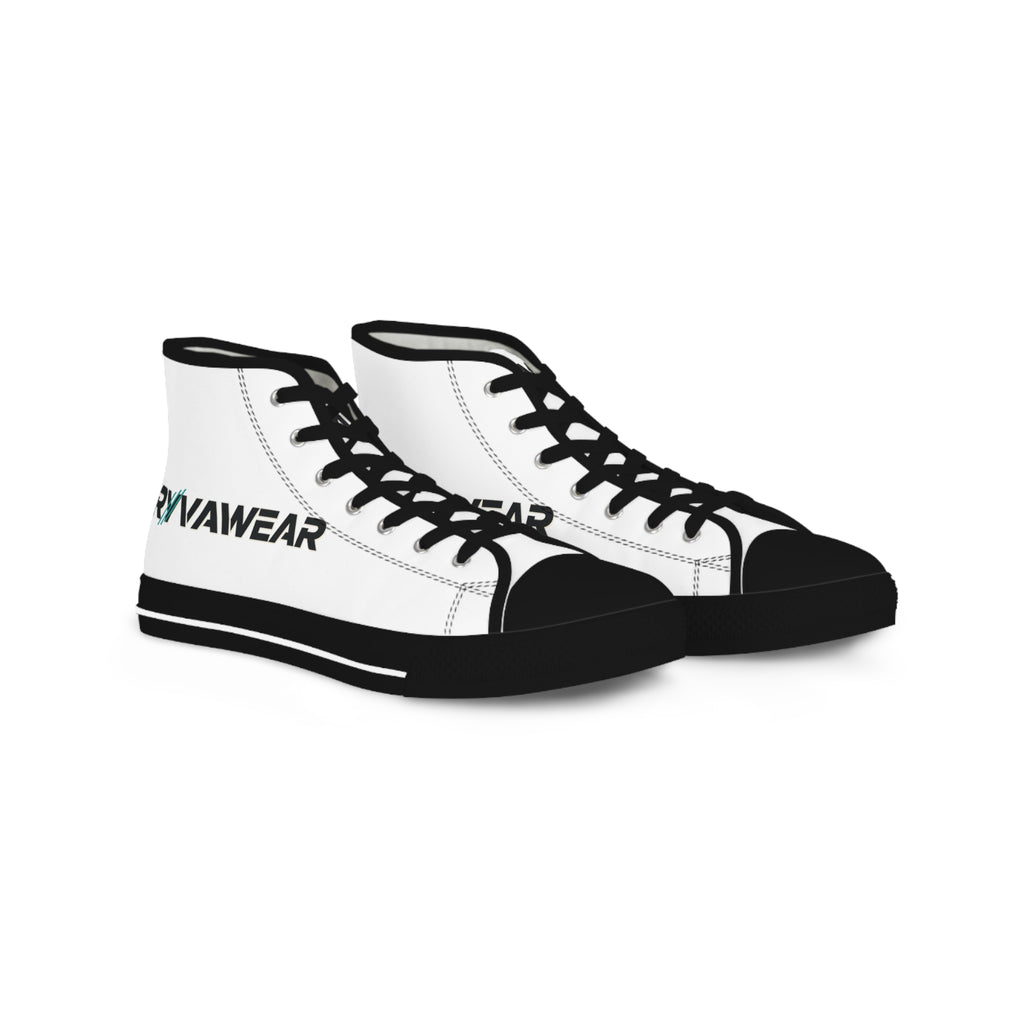 High Top Sneakers — Minimal White Canvas with 'RYWAWEAR' Side Logo