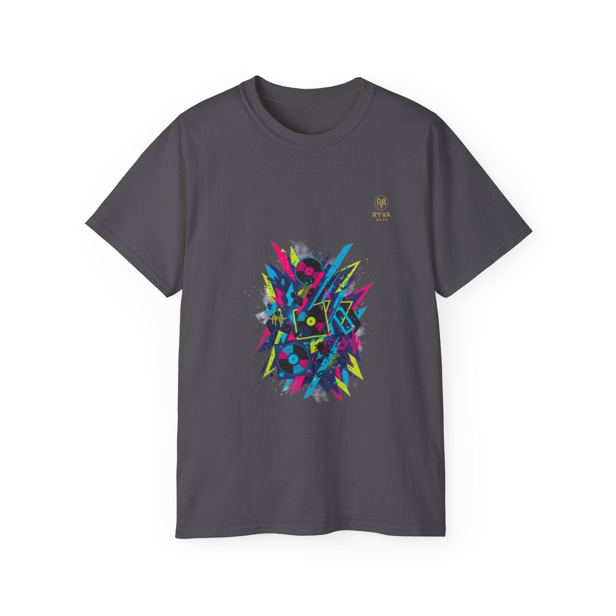 Abstract Neon Geometric Tee Retro 80s Vibes Graphic T-Shirt