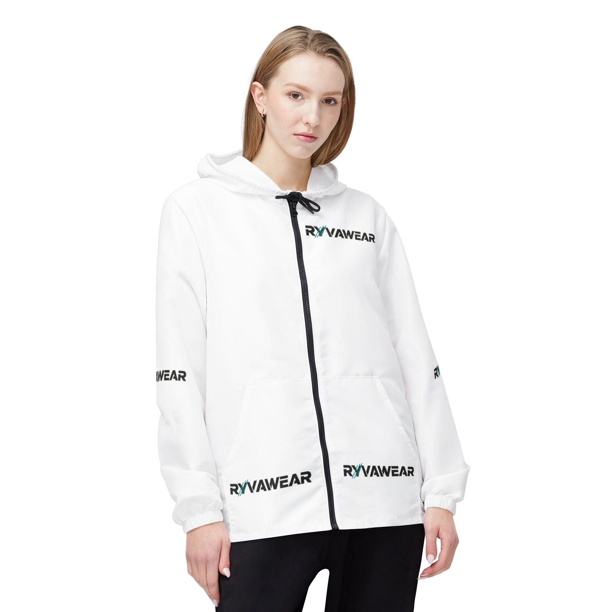RYVAwear Logo Windbreaker Jacket - Lightweight Hooded Zip-Up