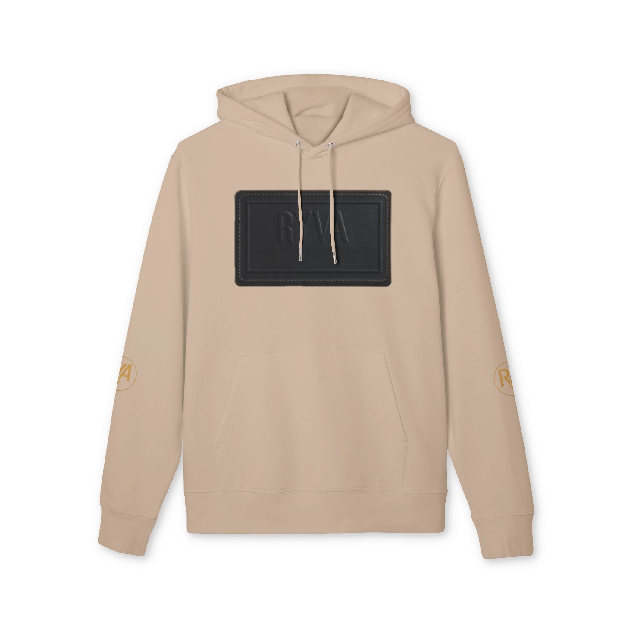 Embossed Patch Hoodie — Minimal Black Logo Pullover