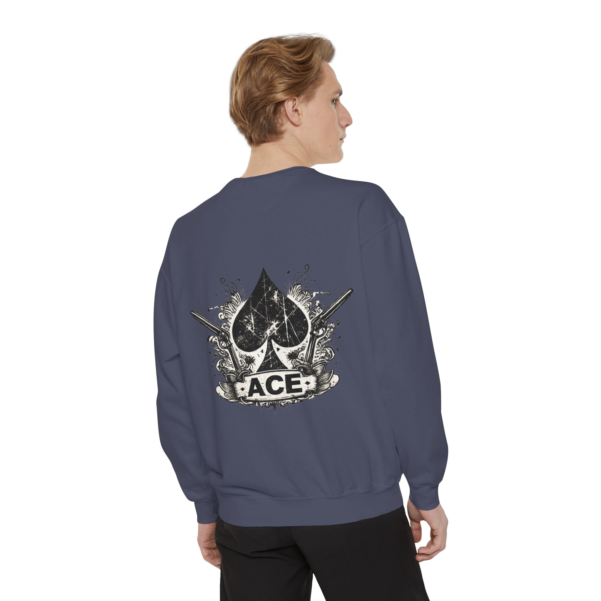 Ace Spade Sweatshirt — Vintage Distressed Card Graphic Crewneck