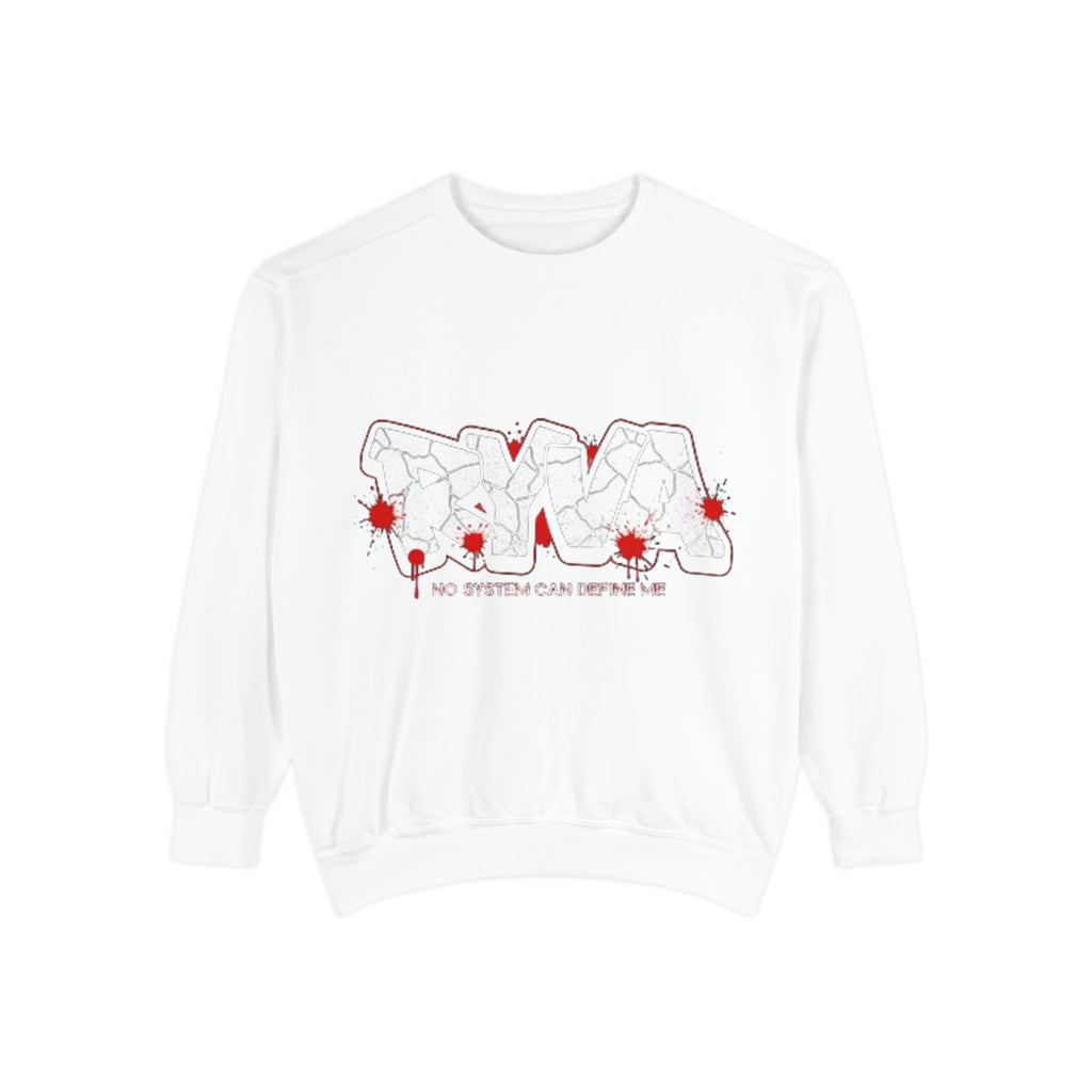 Sweatshirt — 'ROAR' Graphic Sweatshirt with Red Paint Splatter, "No Weapons Can Define Me"