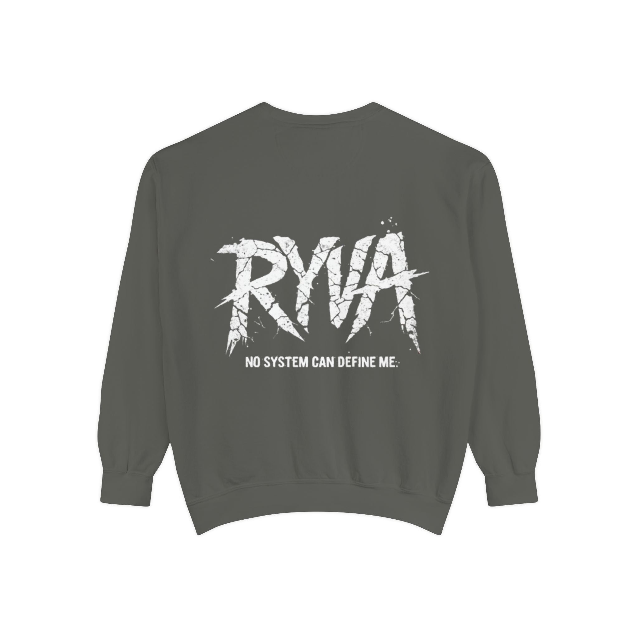 RYVA Graphic Sweatshirt — "No System Can Define Me" Garment-Dyed Crewneck