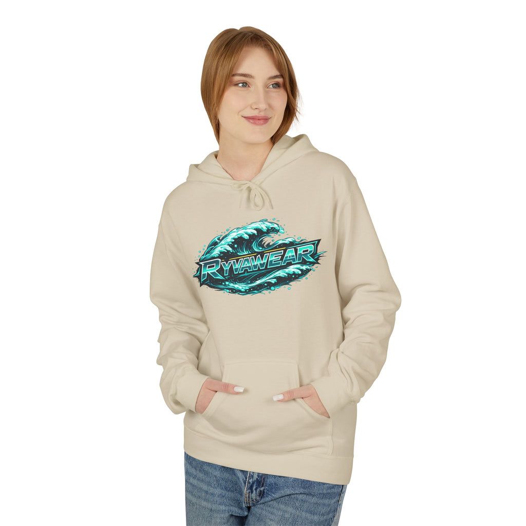 Hoodie — Retro Teal 'Rivestar' Surf Wave Logo Pullover