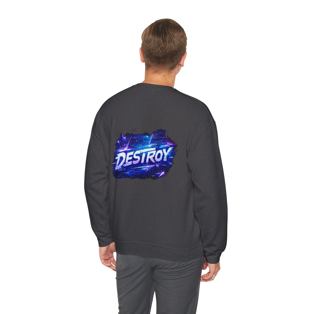 Destroy Graphic Crewneck Sweatshirt — Cosmic Brushstroke Logo