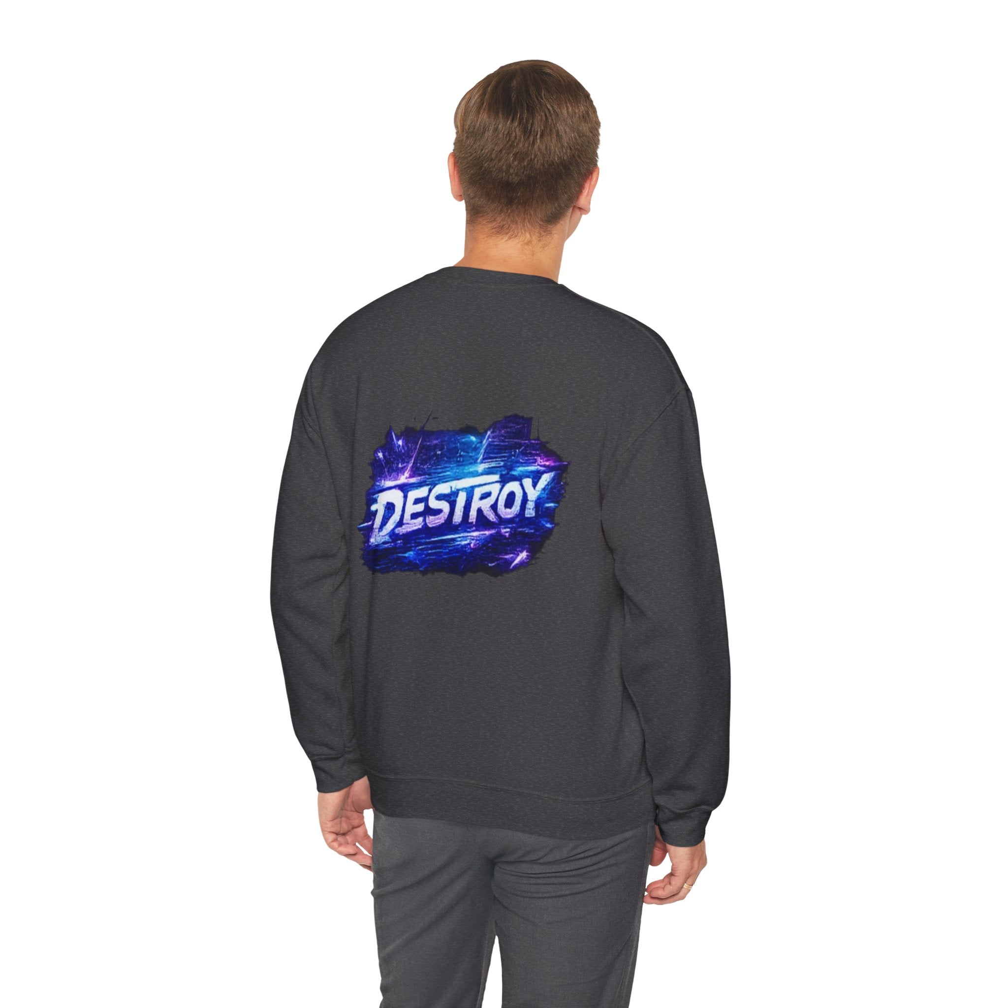 Destroy Graphic Crewneck Sweatshirt — Cosmic Brushstroke Logo