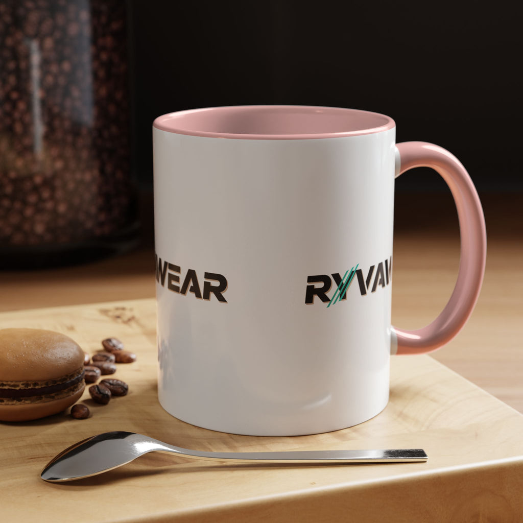 RyvaWear Logo Accent Coffee Mug — Black-Trim Ceramic Coffee Cup (11/15oz)
