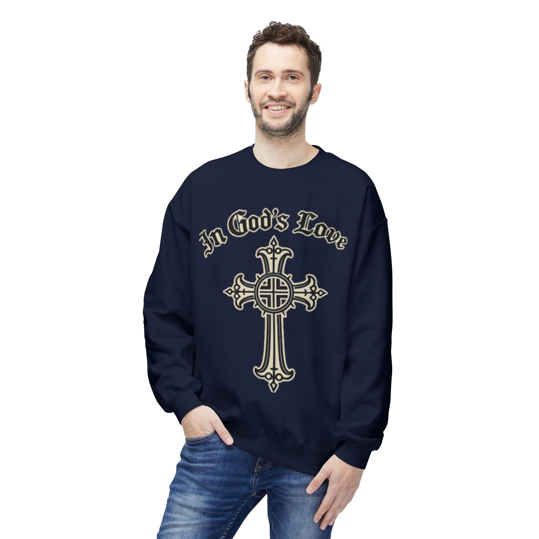In God's Love Cross Crewneck Sweatshirt — Christian Faith Pullover