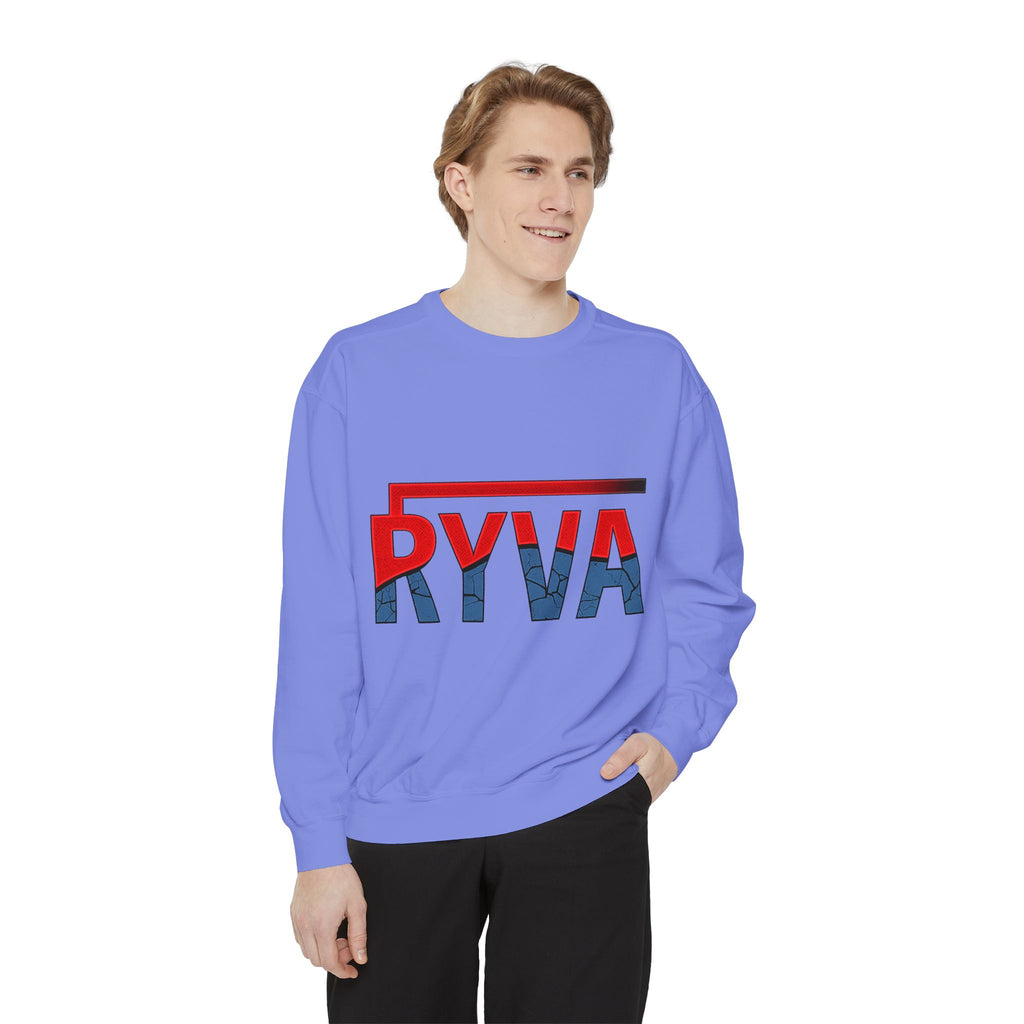 RYVA Logo Sweatshirt — Vintage Red & Blue Graphic Crewneck