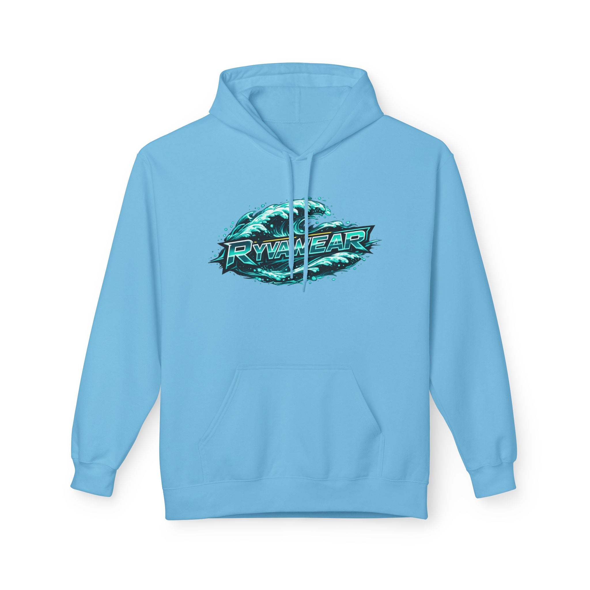 Hoodie — Retro Teal 'Rivestar' Surf Wave Logo Pullover
