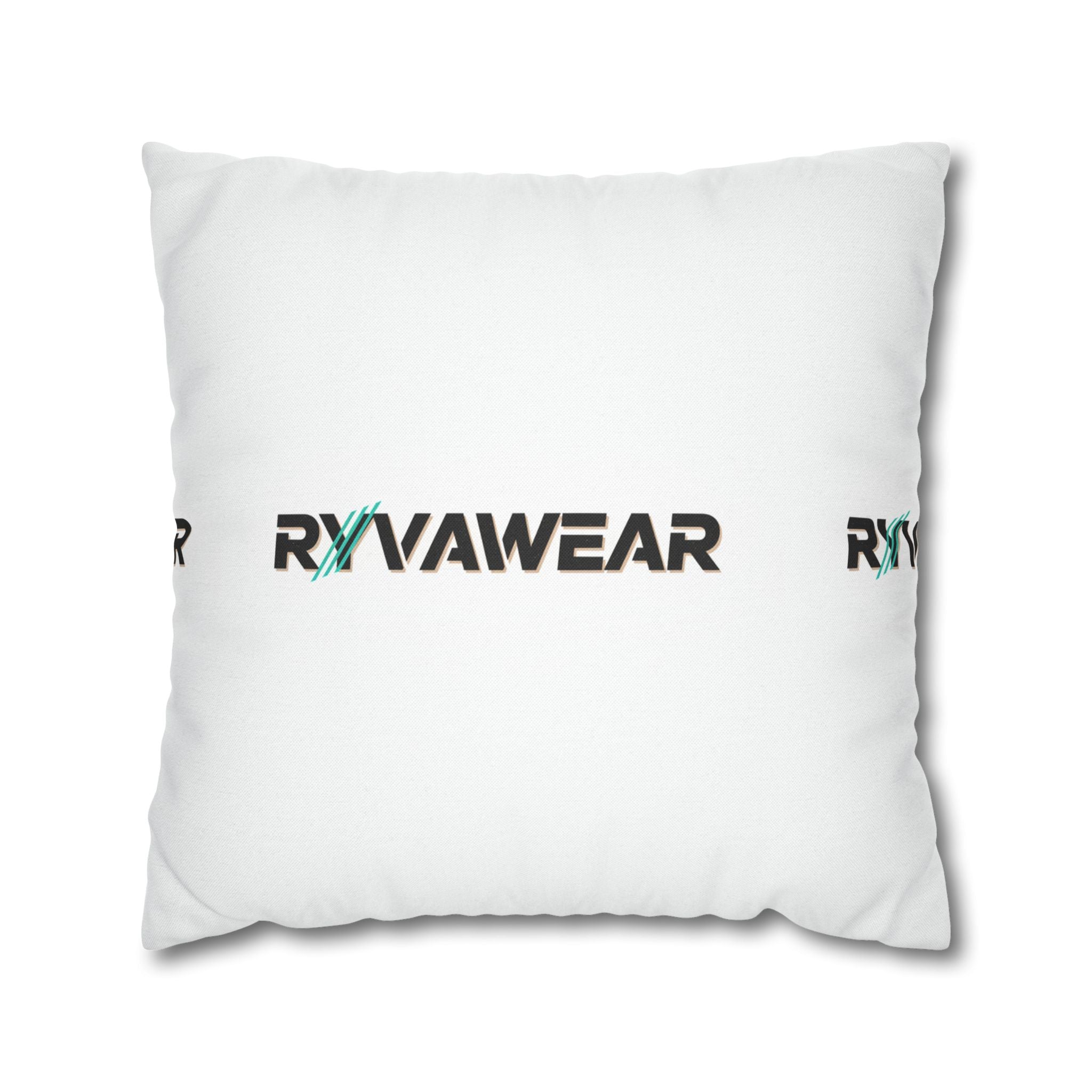 RVVAWEAR Logo Spun Polyester Square Pillowcase — Modern Branded Throw Pillow Cover