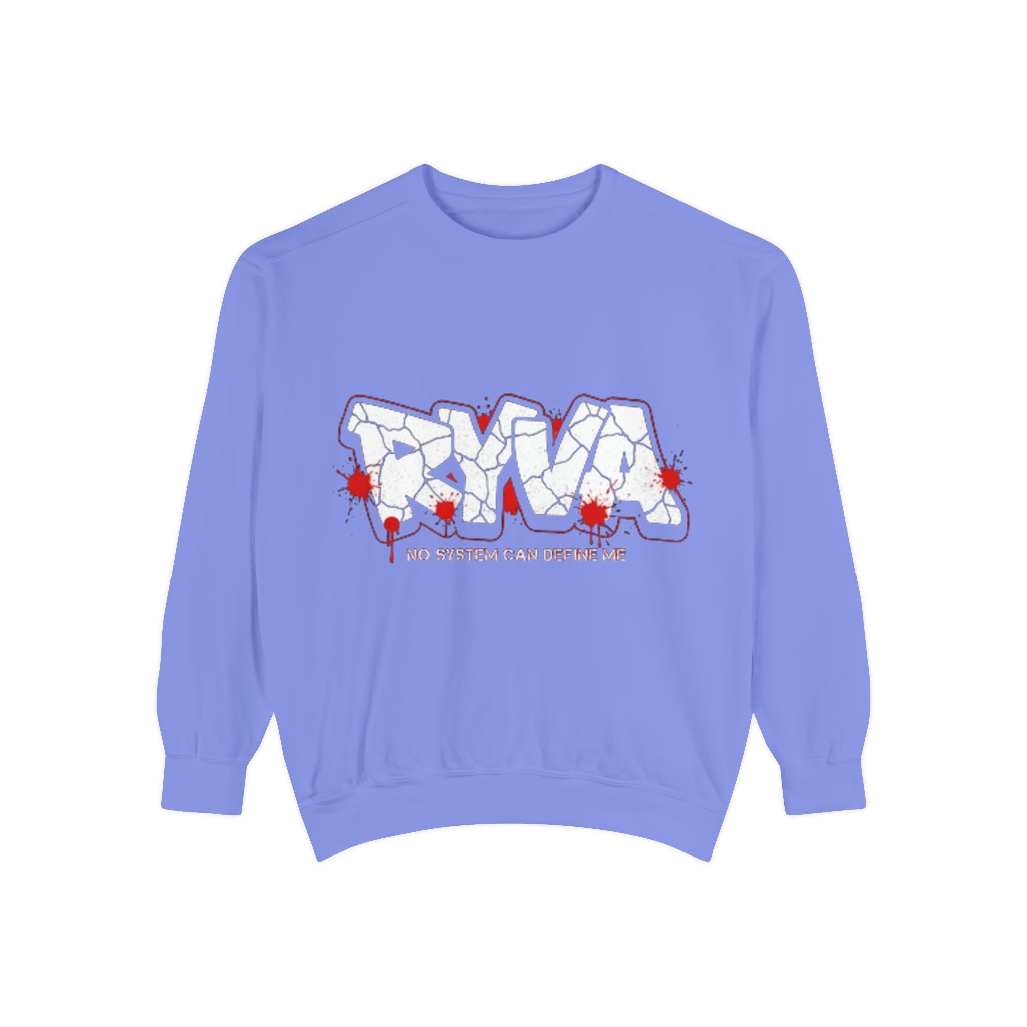 Sweatshirt — 'ROAR' Graphic Sweatshirt with Red Paint Splatter, "No Weapons Can Define Me"