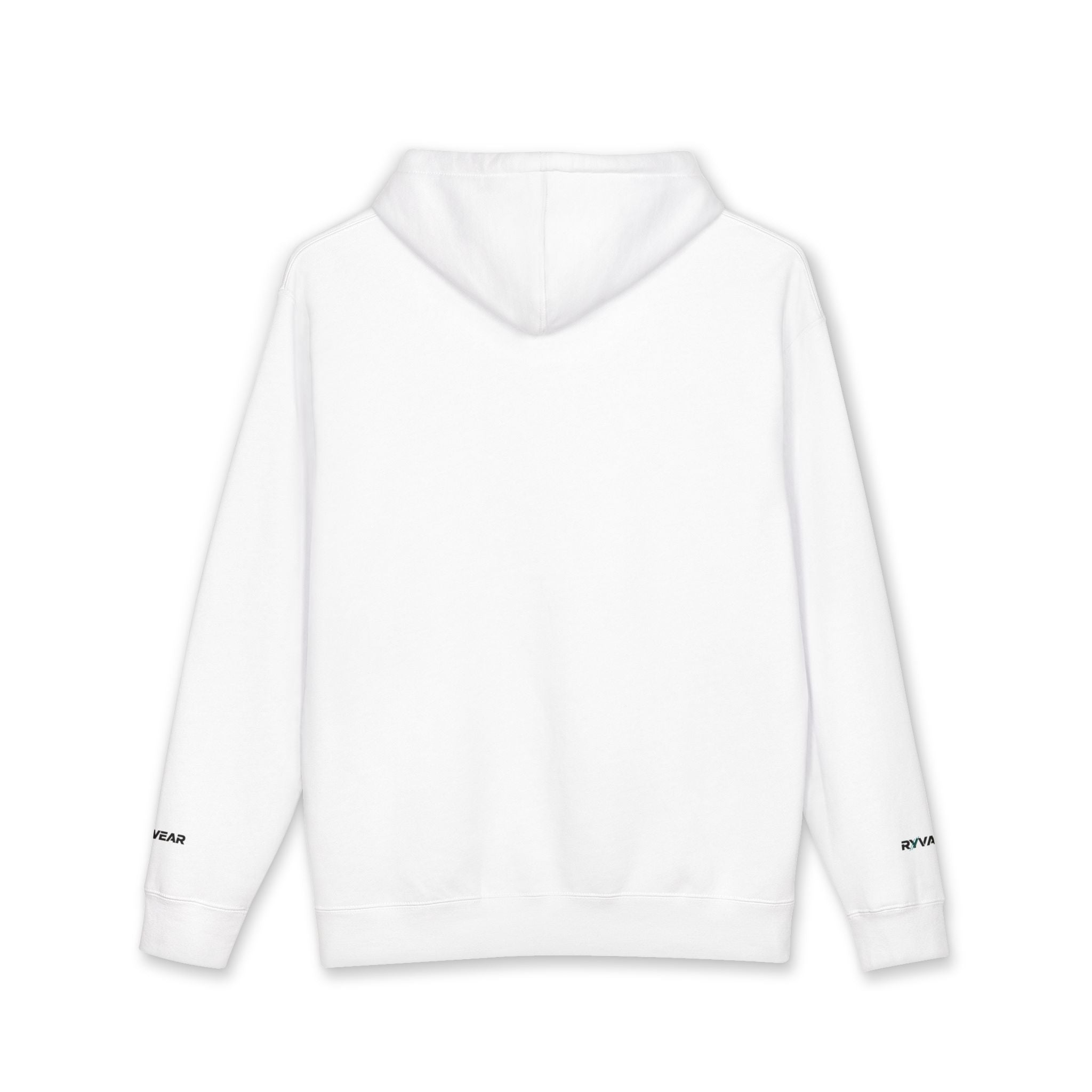 Minimal Logo Hoodie — White "RVNWEAR" Chest & Sleeve Print