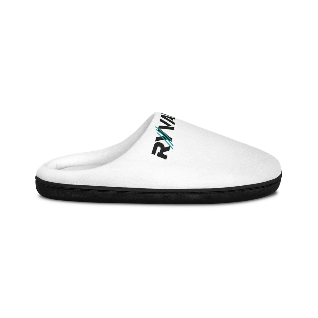 Men's Indoor Slippers — Cozy White Logo Slide for Home Comfort
