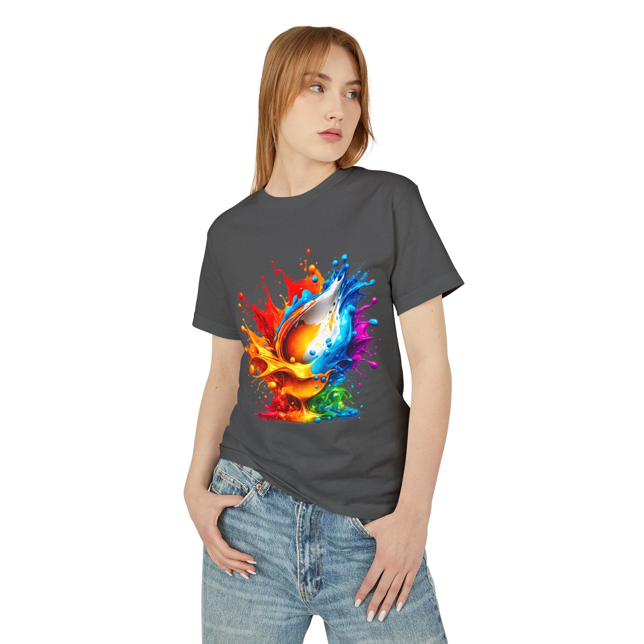 Color Splash Dove T-Shirt — Vibrant Rainbow Paint Splash Tee
