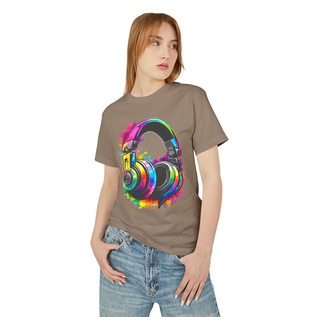 Headphones Graphic Tee — Colorful Splash Music Lover T-Shirt