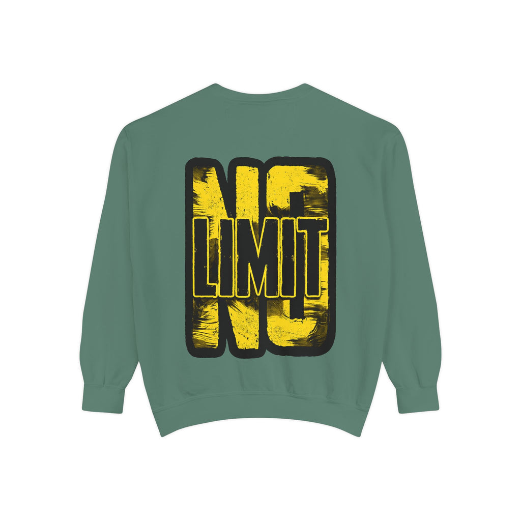 No Limit Sweatshirt — Bold Yellow Graphic Crewneck