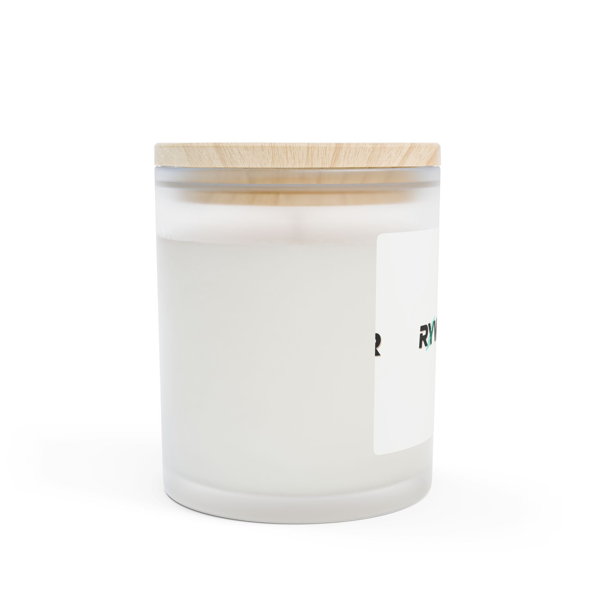 Frosted Glass Candle — Ryvawear Logo Soy Candle, 11 oz Wooden Lid