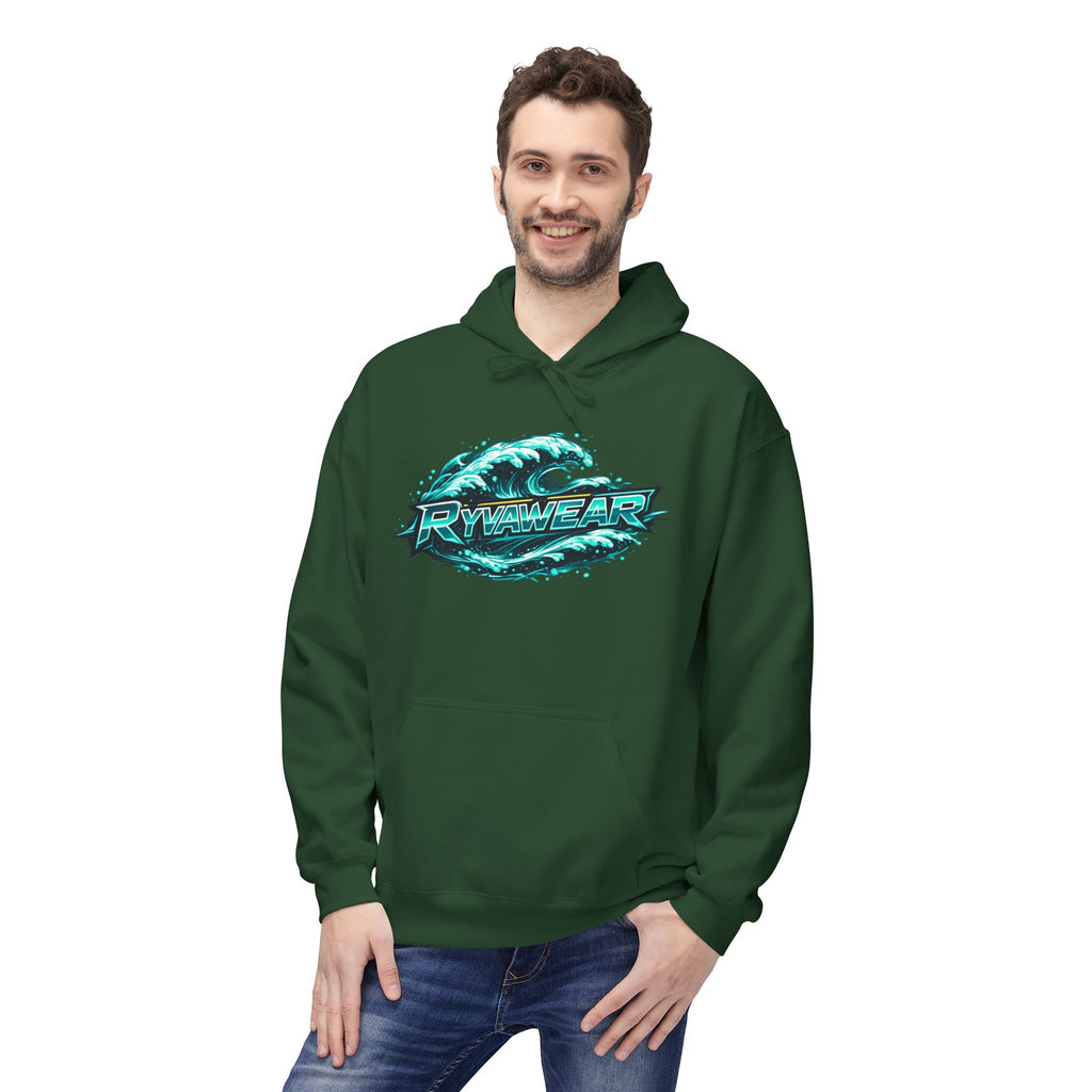 Hoodie — Retro Teal 'Rivestar' Surf Wave Logo Pullover