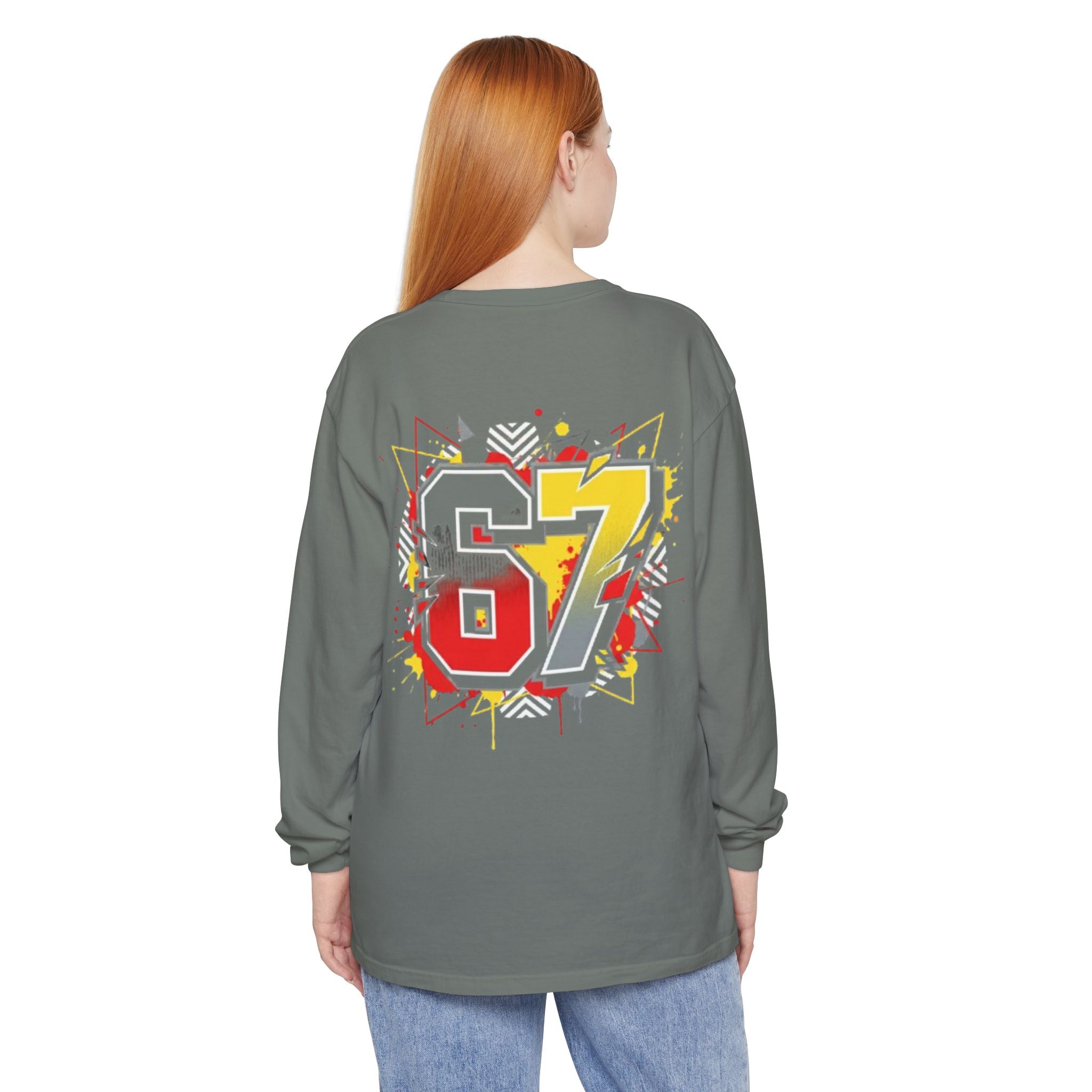 67 Graphic Long Sleeve Tee — Retro Racing Number Back Print