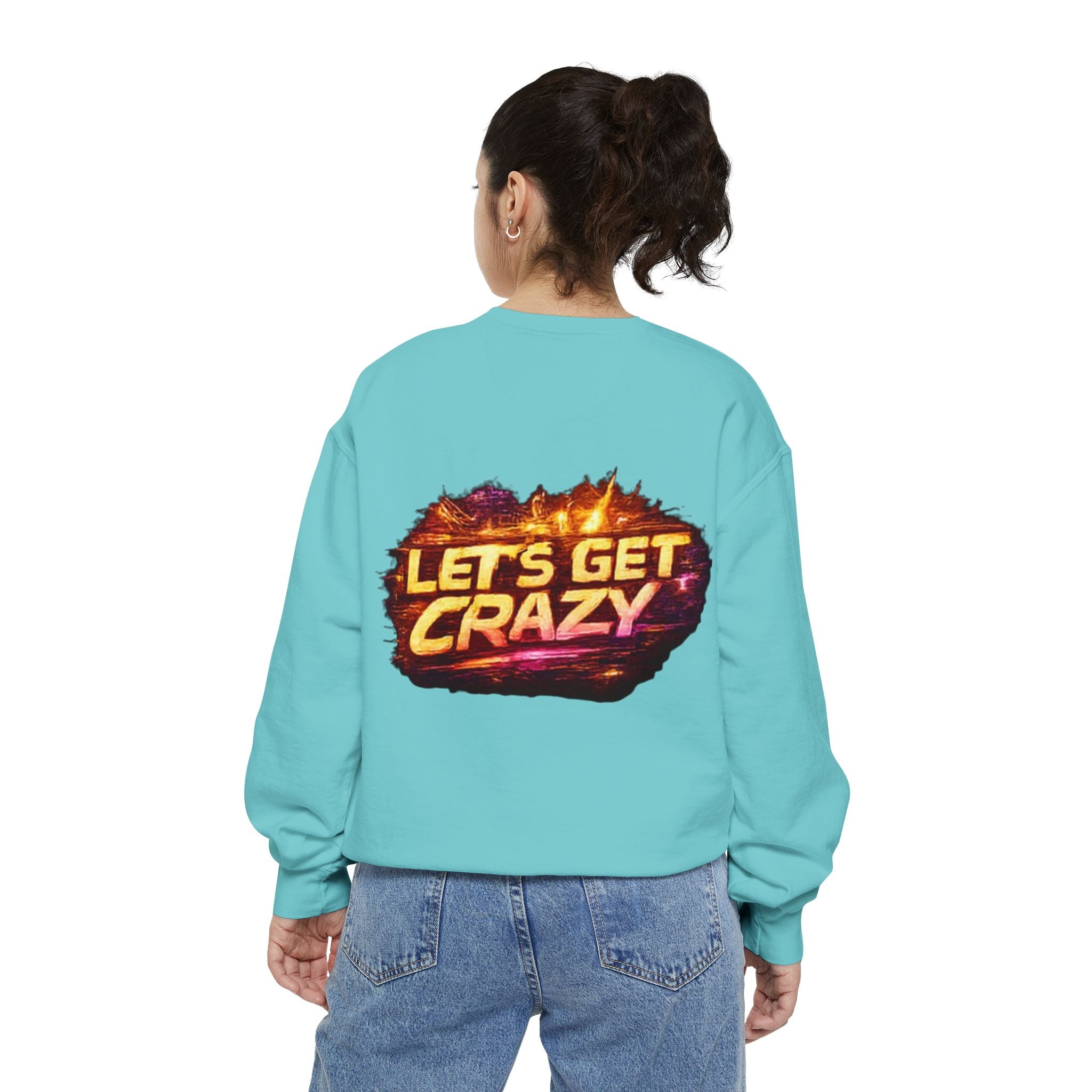 Let's Get Crazy Sweatshirt — Retro Flame Graphic Crewneck