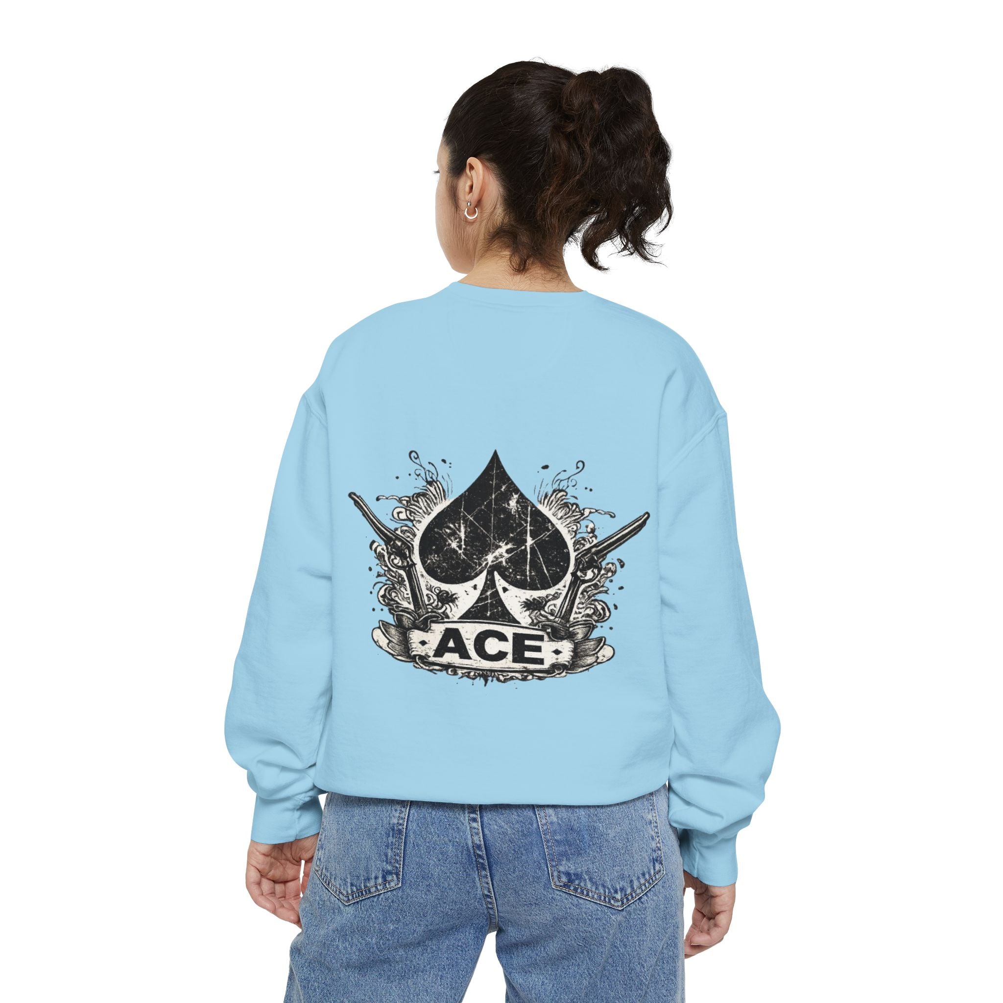 Ace Spade Sweatshirt — Distressed Playing Card Logo Crewneck