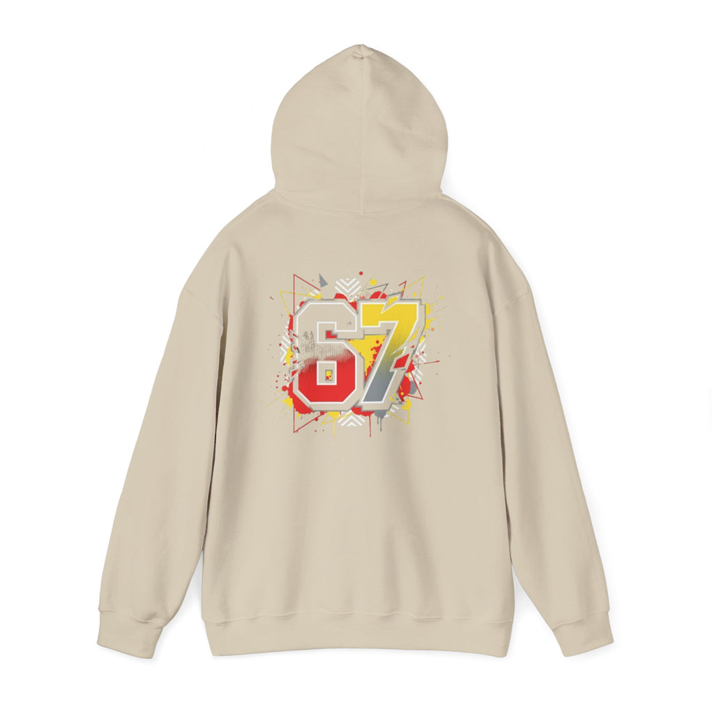 67 Sports Number Graphic Hoodie — Retro Streetwear Pullover
