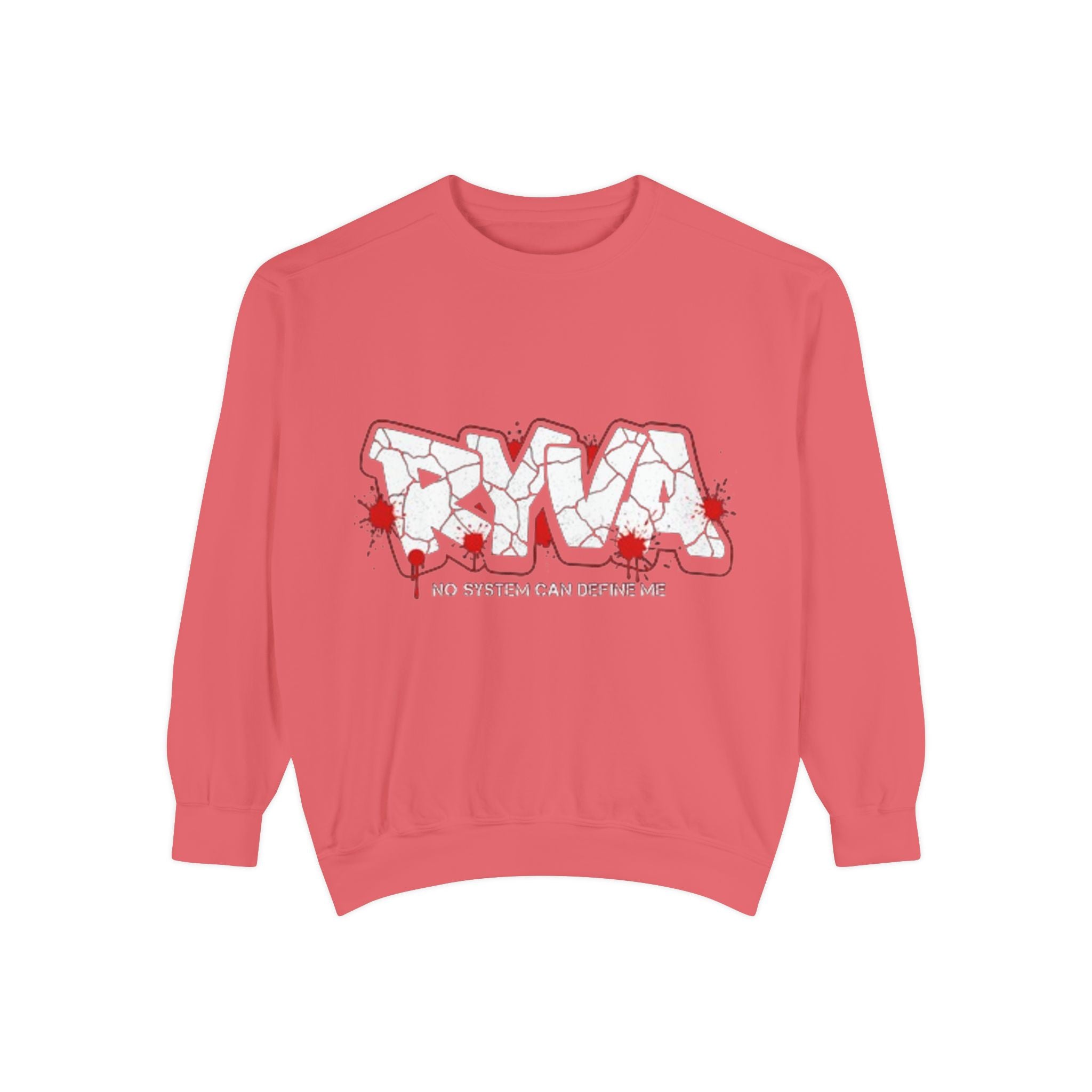 Sweatshirt — 'ROAR' Graphic Sweatshirt with Red Paint Splatter, "No Weapons Can Define Me"
