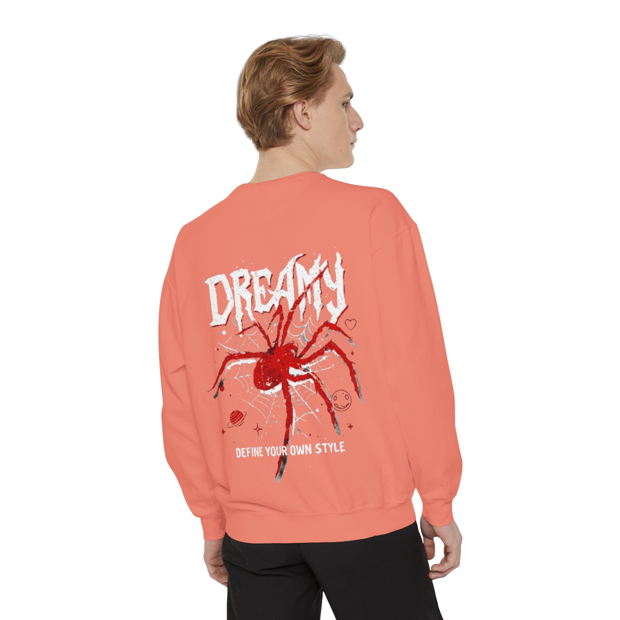 Dreamy Spider Sweatshirt — "Define Your Own Style" Garment-Dyed Crewneck