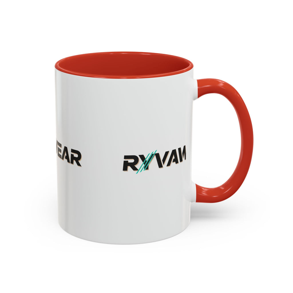 RyvaWear Logo Accent Coffee Mug — Black-Trim Ceramic Coffee Cup (11/15oz)