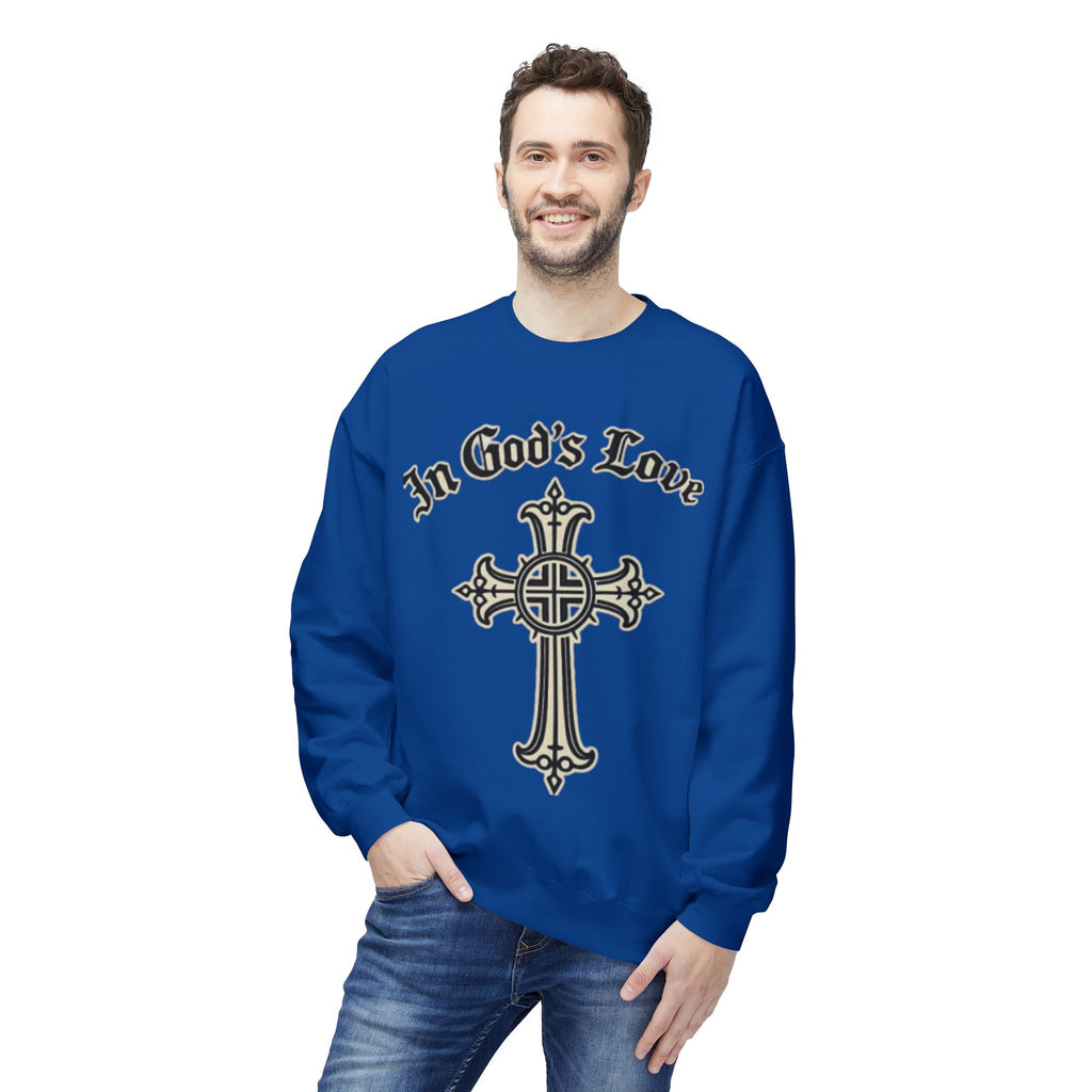 In God's Love Cross Crewneck Sweatshirt — Christian Faith Pullover