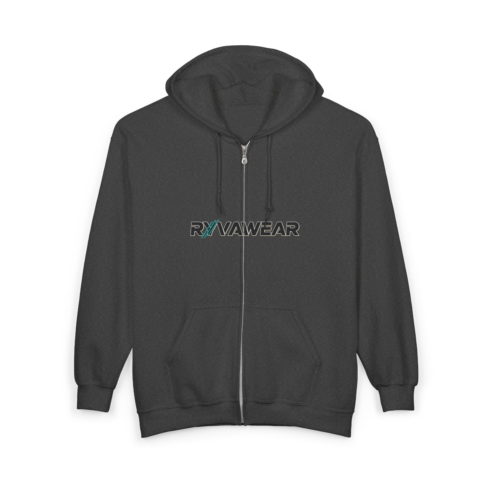 RyvaWear Logo Zip Hoodie — Black Full-Zip Hooded Sweatshirt