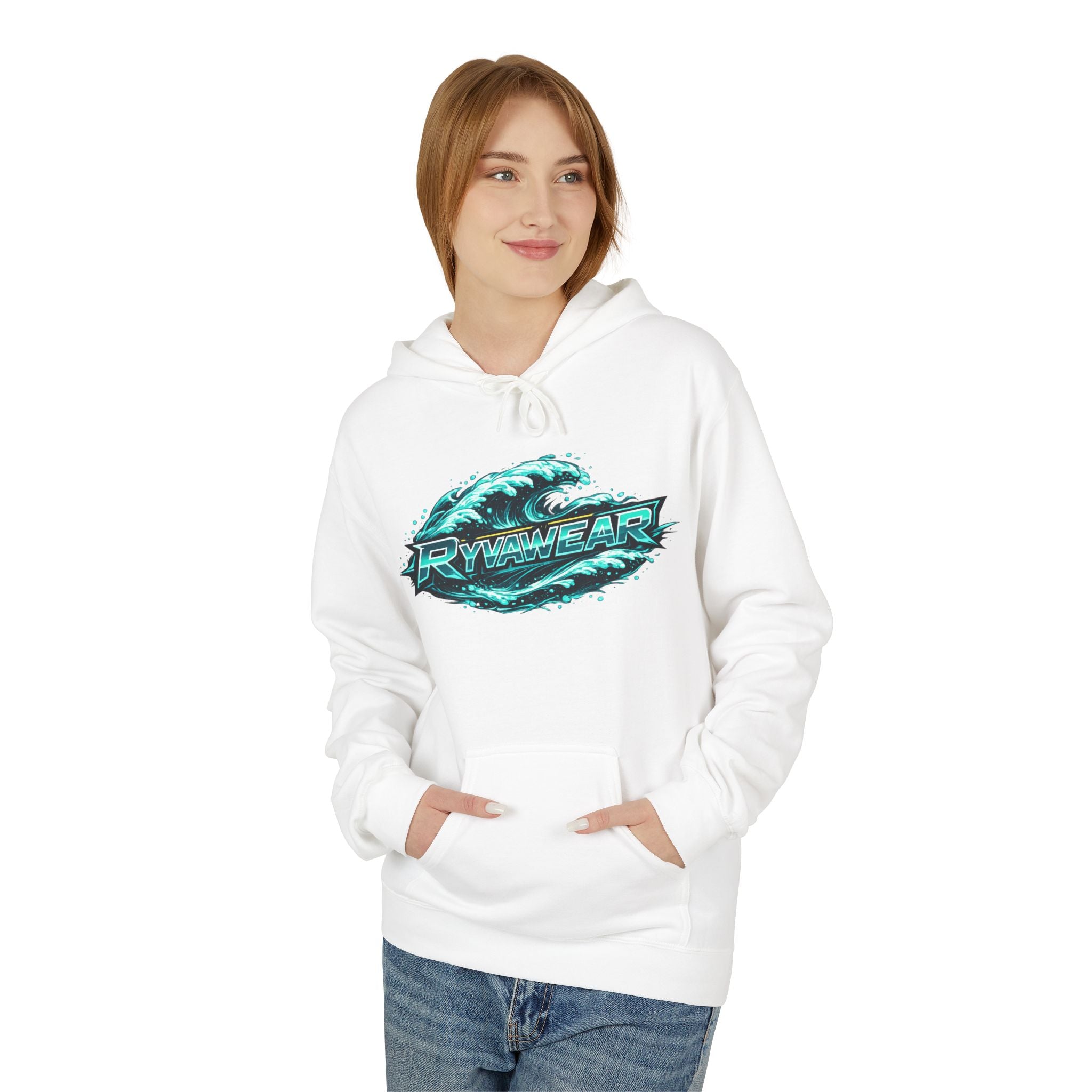 Hoodie — Retro Teal 'Rivestar' Surf Wave Logo Pullover