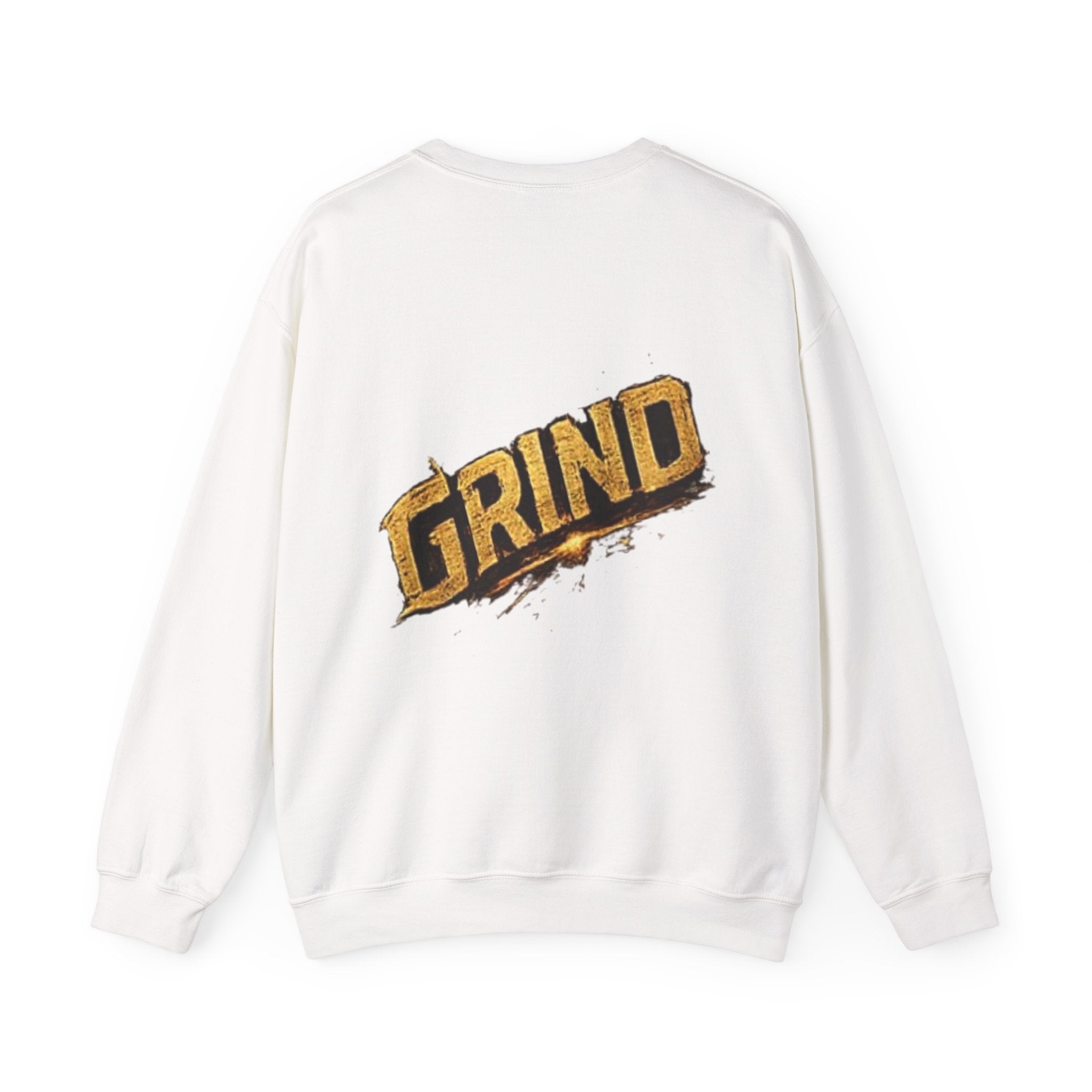 Grind Crewneck Sweatshirt — Vintage Gold Motivational Graphic