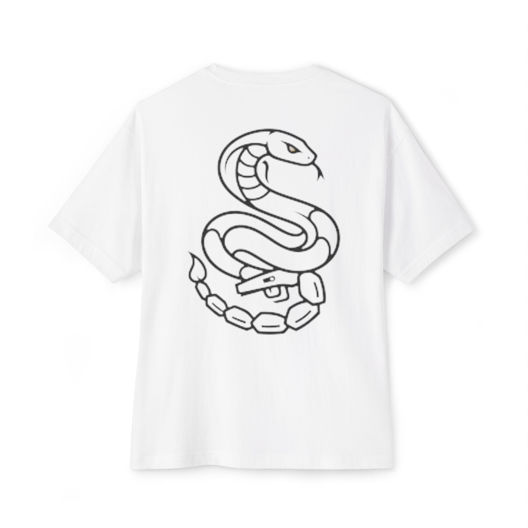 Snake Outline Boxy Tee — Minimal Back Graphic Oversized T-Shirt