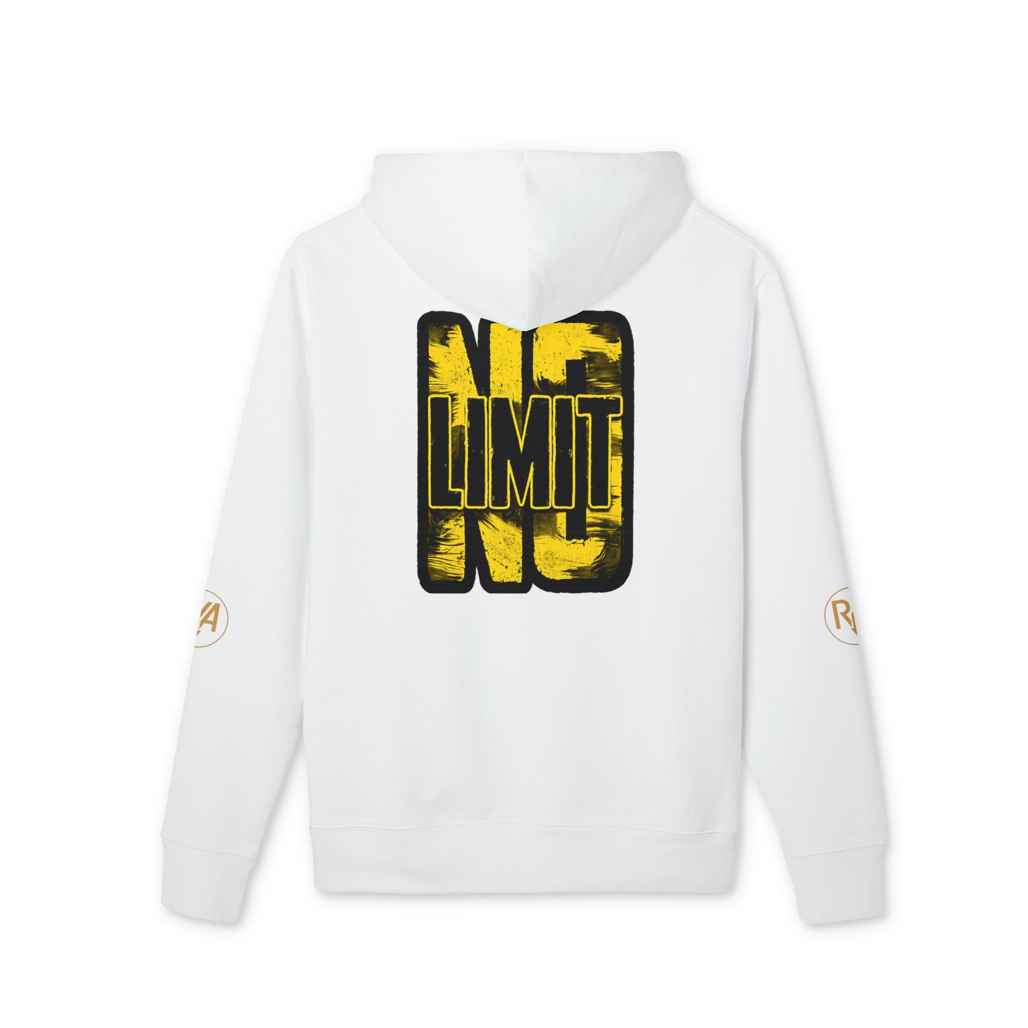 No Limit Hoodie – Bold Streetwear Pullover with Yellow Distressed Back Graphic