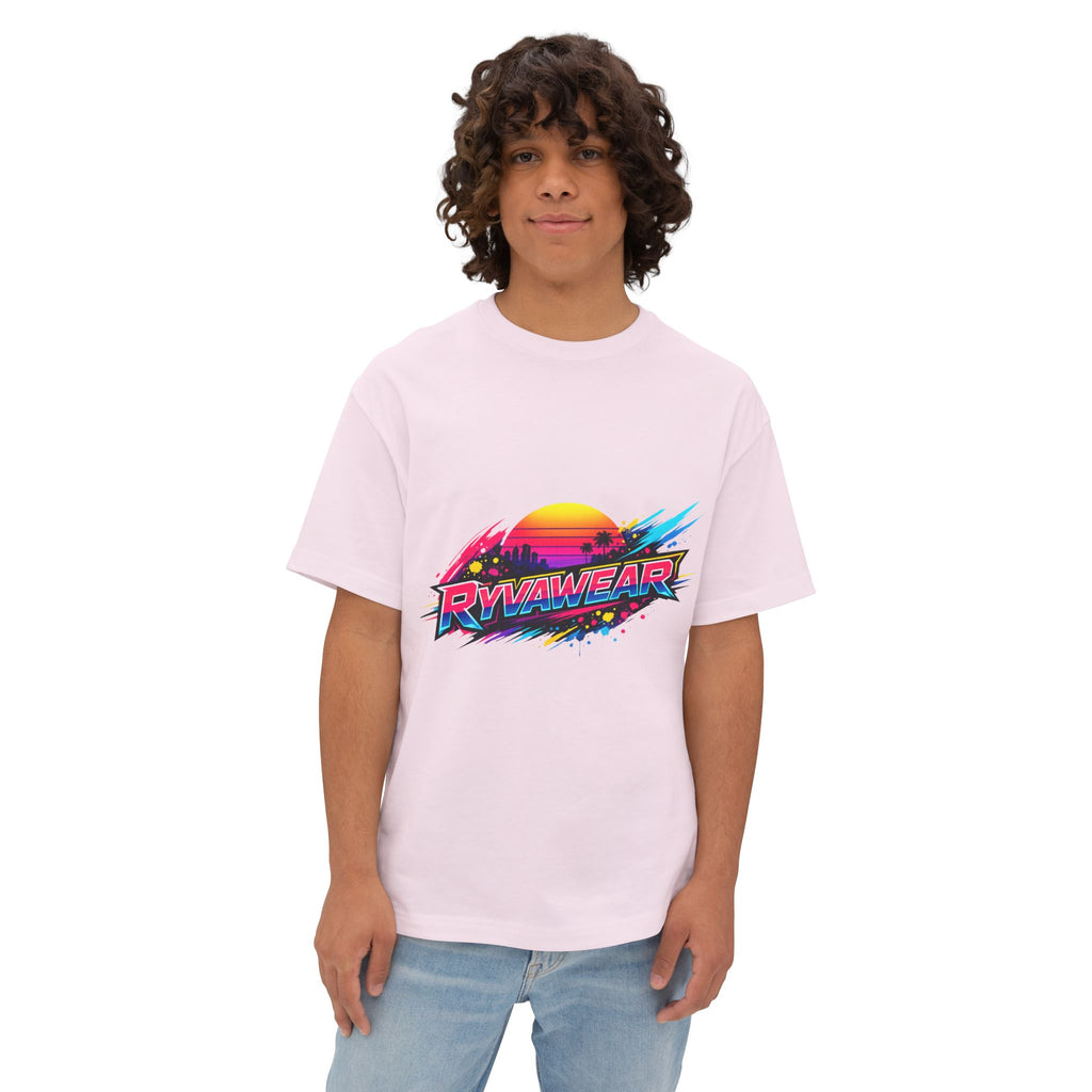 Retro Sunset Graphic Tee — "RVVAWEAR" 80s Vaporwave Style Boxy T-Shirt
