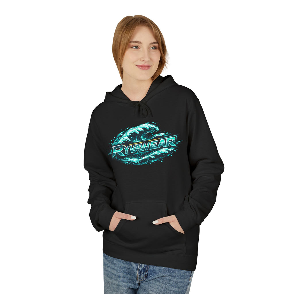 Hoodie — Retro Teal 'Rivestar' Surf Wave Logo Pullover