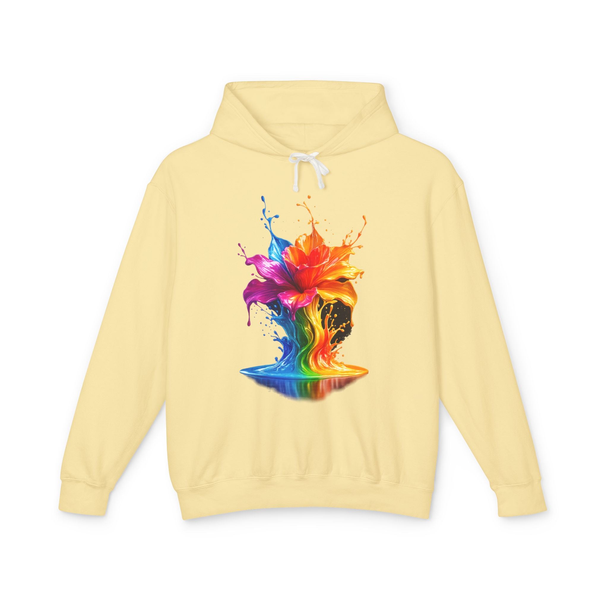 Color Splash Flower Hoodie — Rainbow Paint Floral Art Pullover