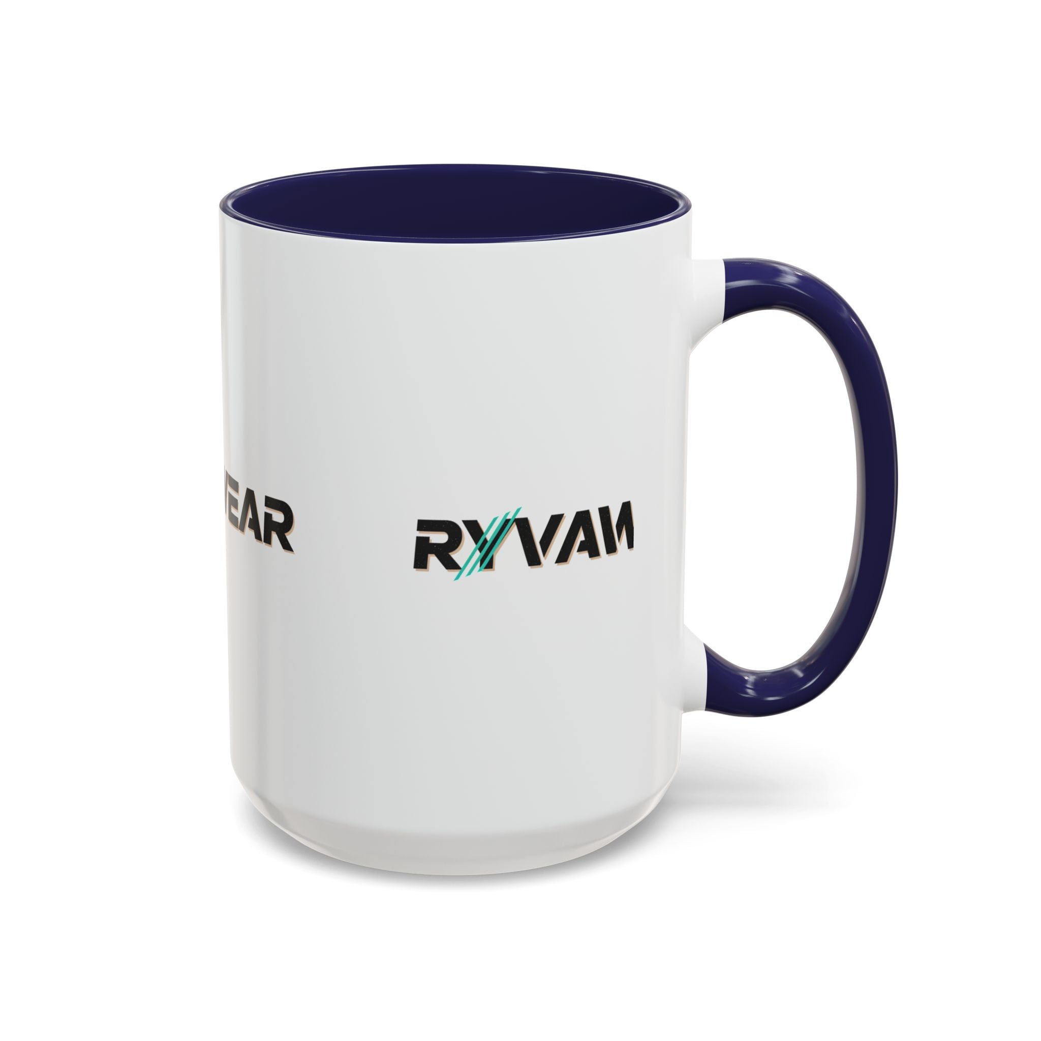 RyvaWear Logo Accent Coffee Mug — Black-Trim Ceramic Coffee Cup (11/15oz)