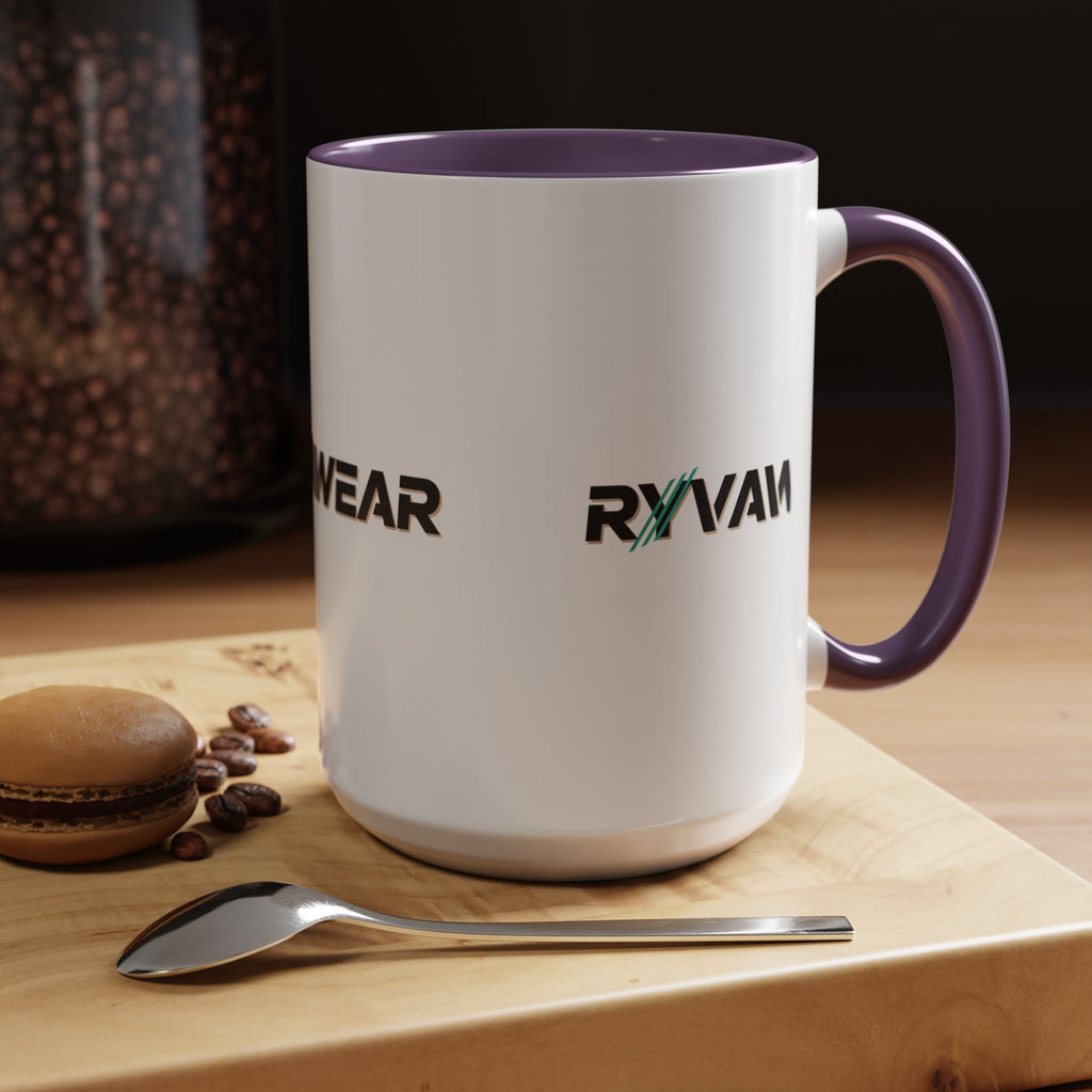 RyvaWear Logo Accent Coffee Mug — Black-Trim Ceramic Coffee Cup (11/15oz)