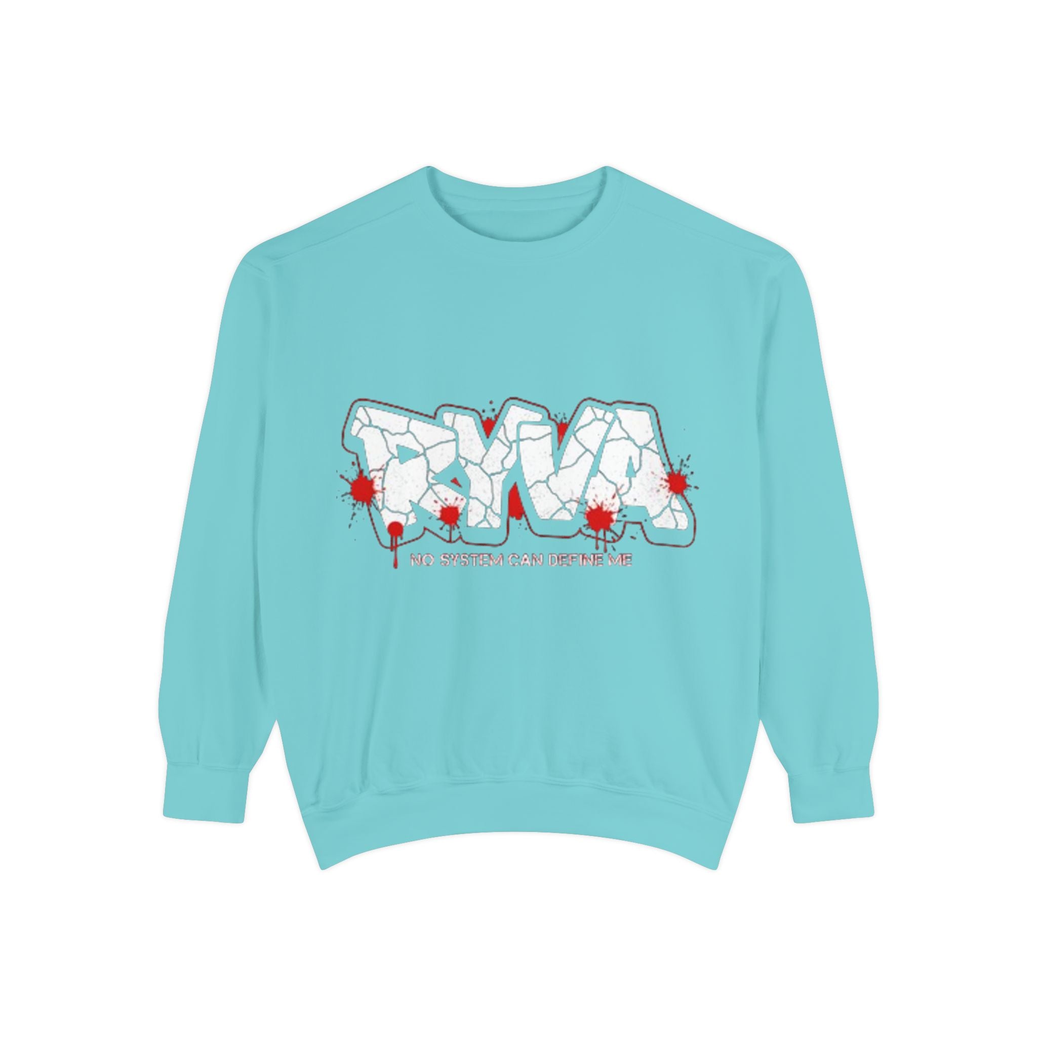 Sweatshirt — 'ROAR' Graphic Sweatshirt with Red Paint Splatter, "No Weapons Can Define Me"