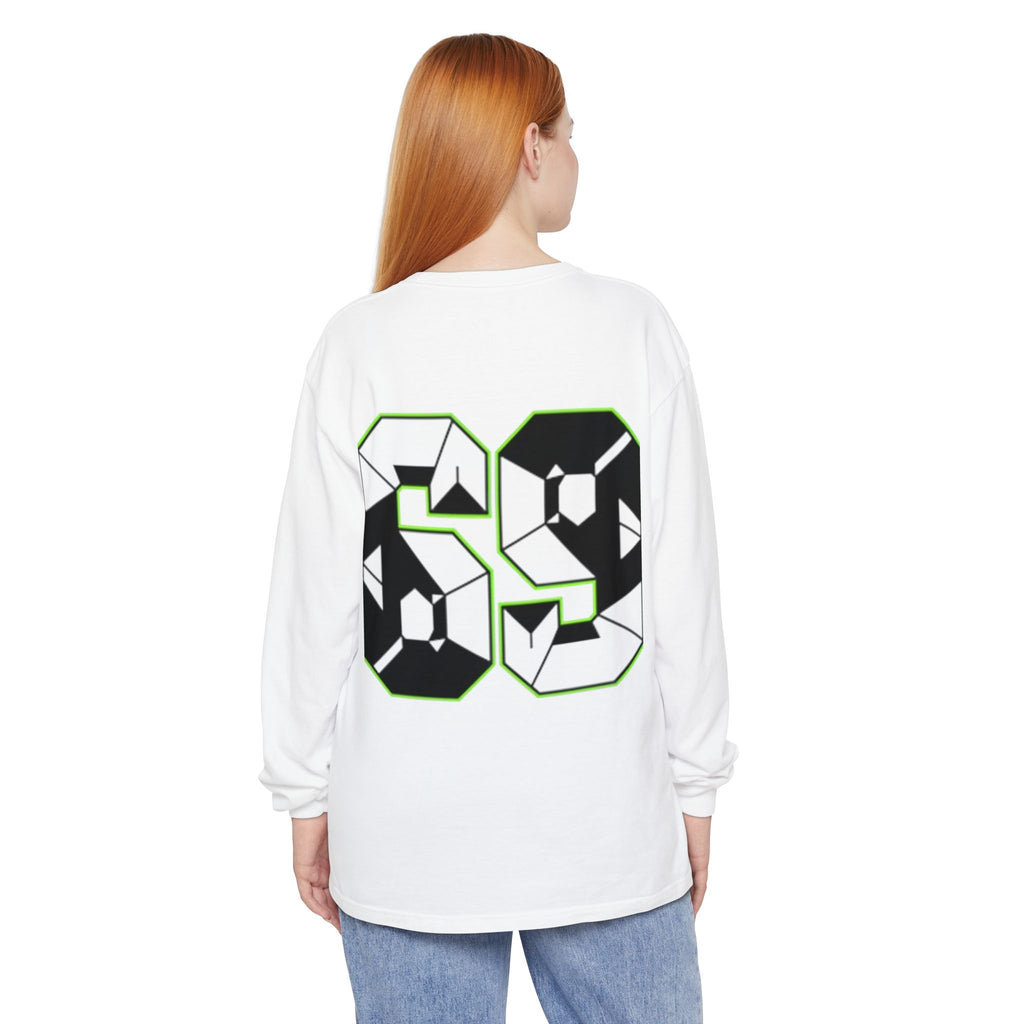 69 Graphic Long Sleeve Tee — Geometric Number Back Print