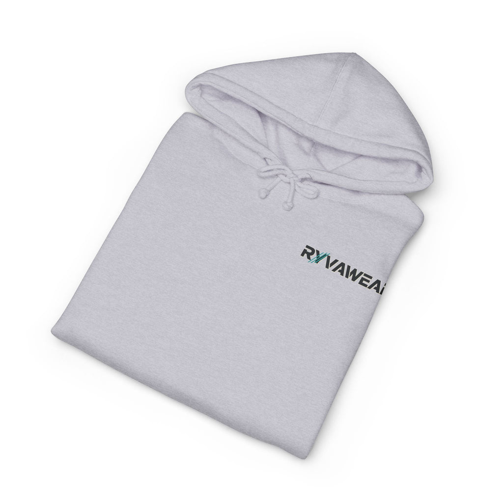 Minimal Logo Hoodie — White "RVNWEAR" Chest & Sleeve Print