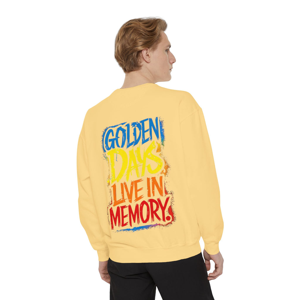 Golden Days Live In Memory Sweatshirt - Retro Brushstroke Graphic Crewneck