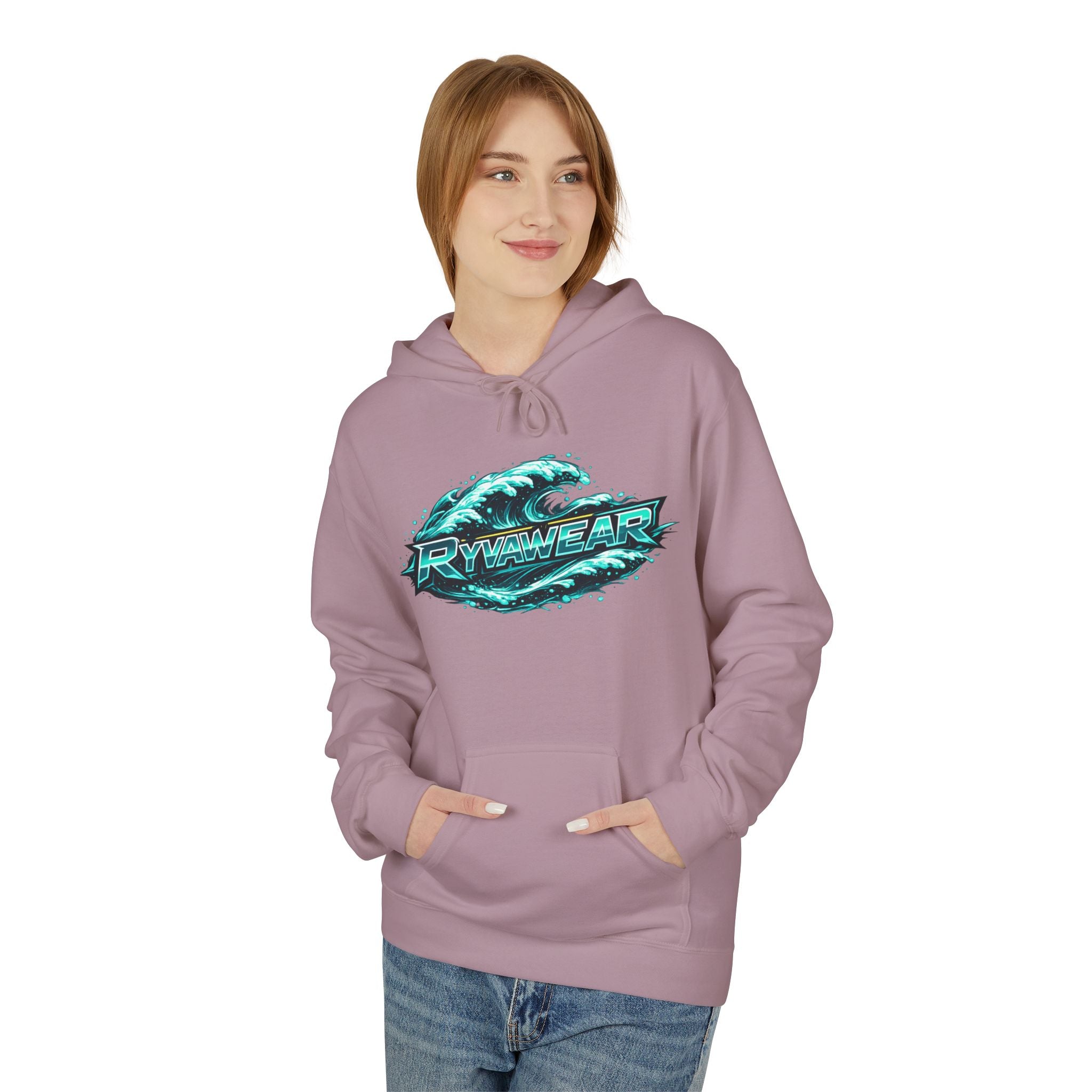 Hoodie — Retro Teal 'Rivestar' Surf Wave Logo Pullover