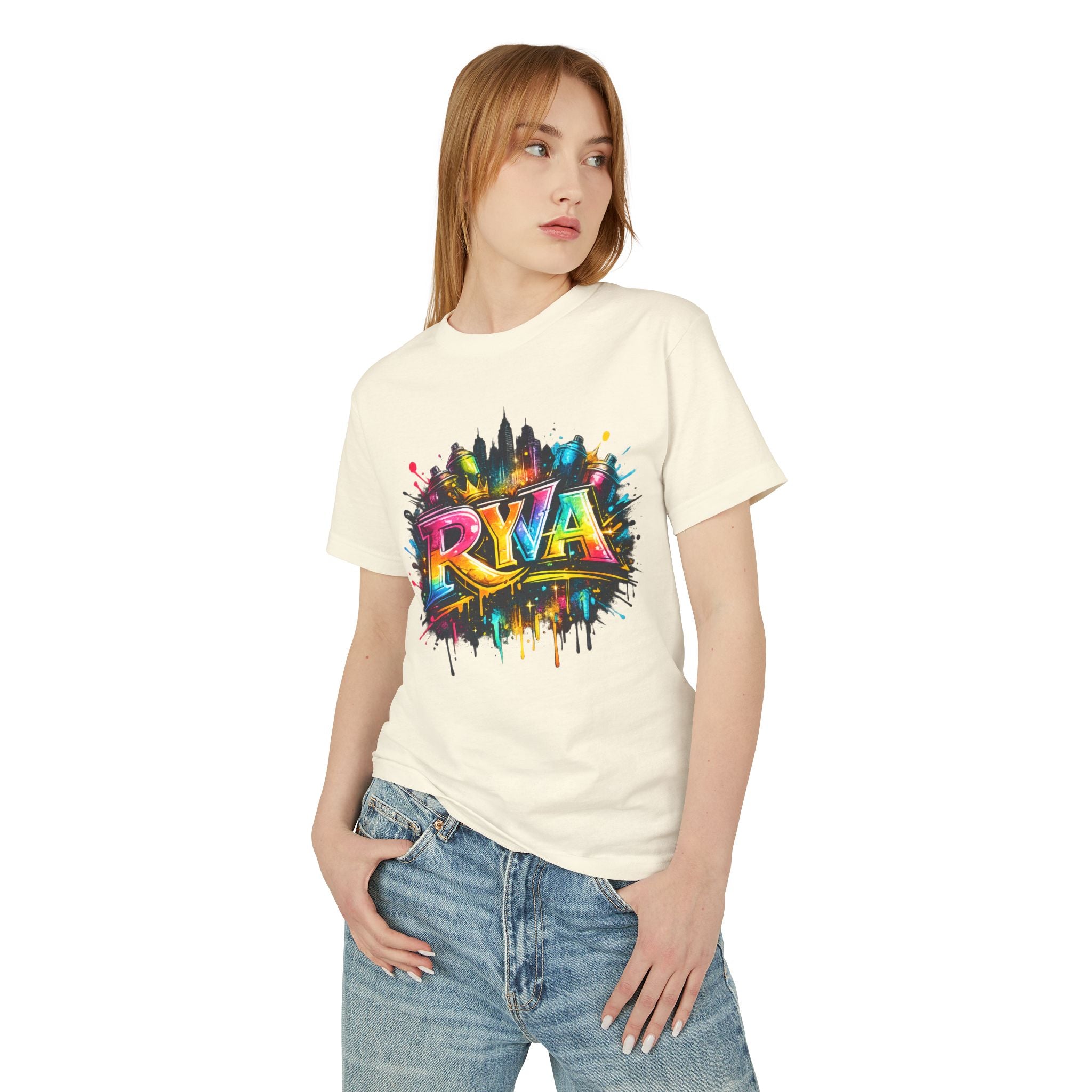 RYA Graffiti Skyline Tee — Colorful Urban Street Art T-Shirt