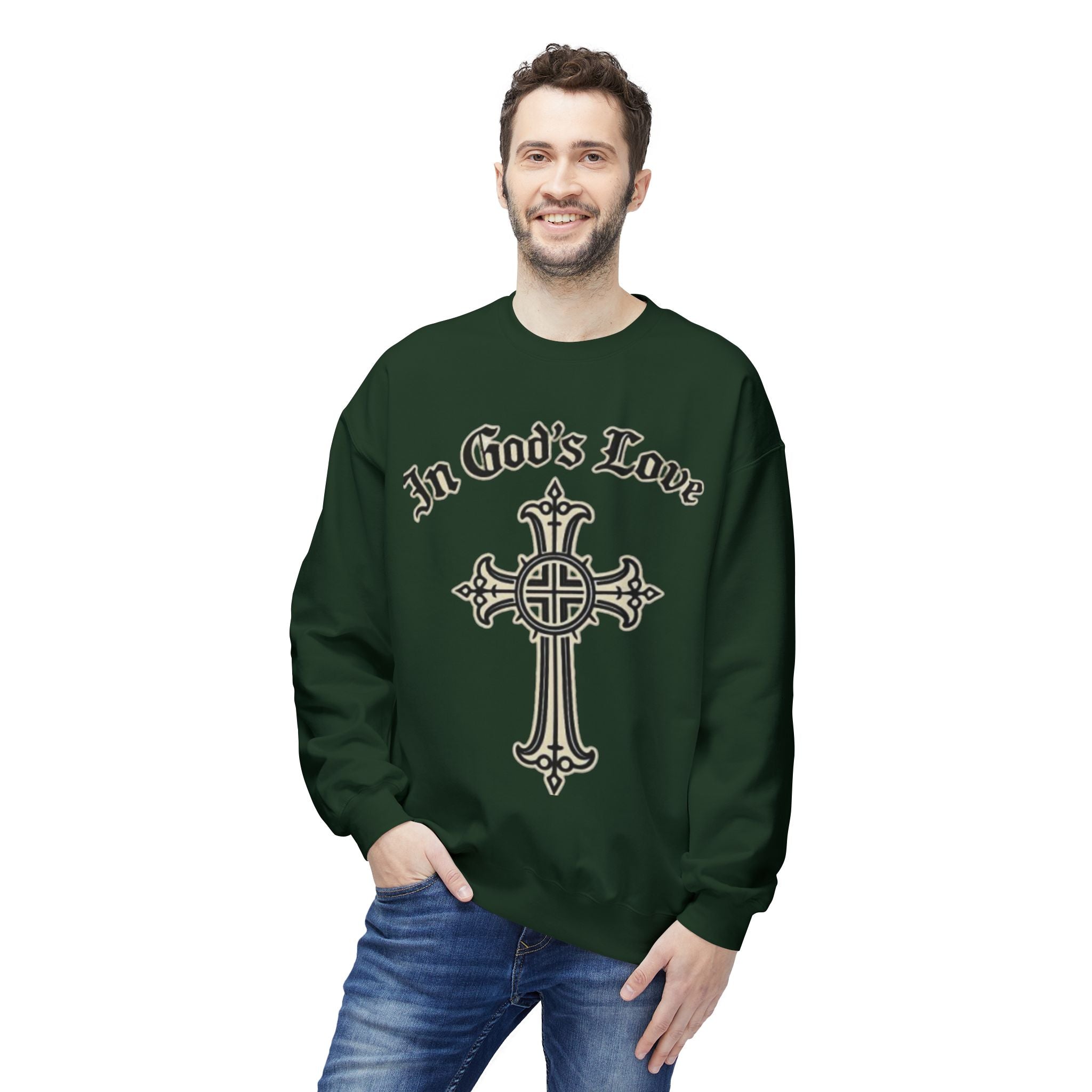 In God's Love Cross Crewneck Sweatshirt — Christian Faith Pullover