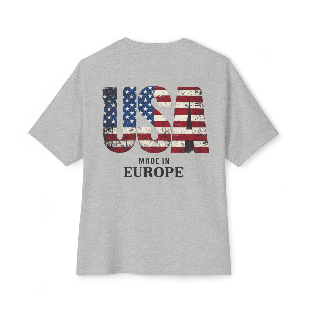 USA Flag Back Graphic Tee — "USA Made in Europe" Vintage Patriotic T‑Shirt