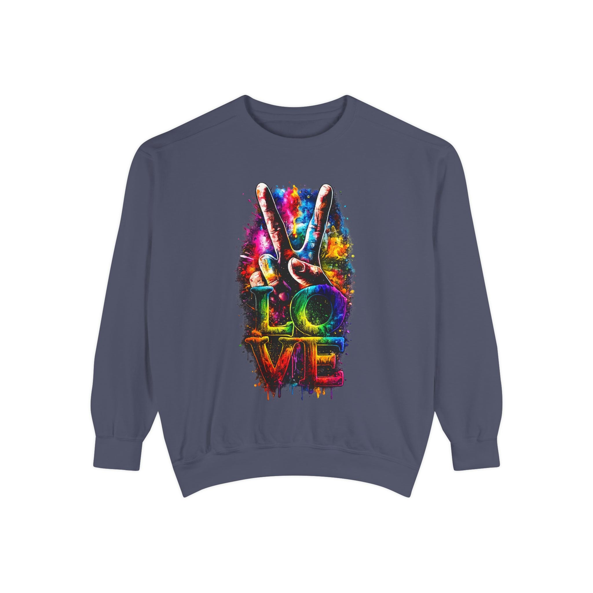 Peace & Love Tie-Dye Sweatshirt — Colorful Peace Sign Graphic